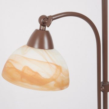 hofstein Stehlampe »Pereto« antike Bodenlampe aus Metall/Glas, Braun/Alabasterfarben/Weiß, ohne Leuchtmittel, Stehlampe mit Fußdimmer + An-/Ausschalter, E27+ E14