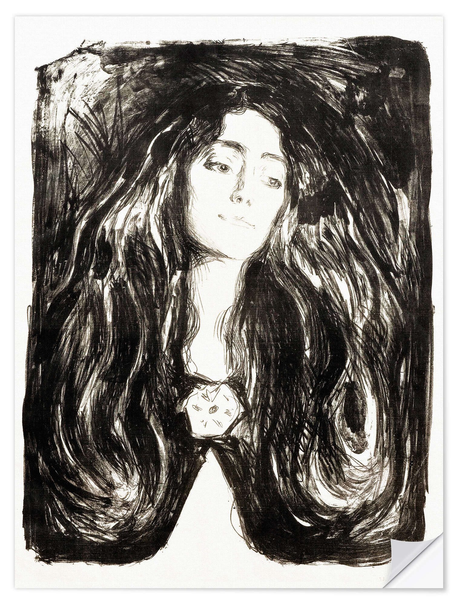 Posterlounge Poster Edvard Munch, Die Brosche, Eva Mudocci, Malerei