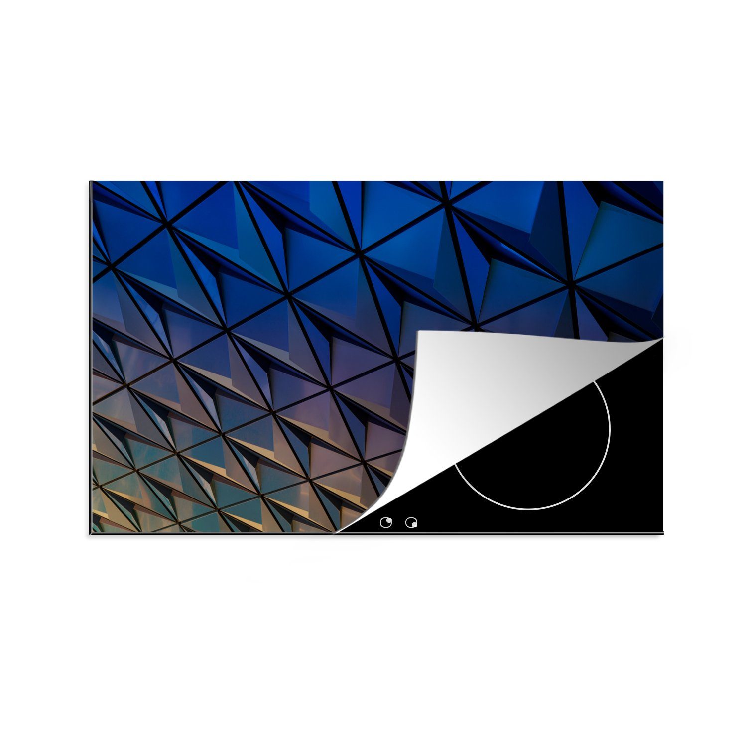 MuchoWow Herdblende-/Abdeckplatte Dach mit violetter Geometrie, cm, 83x51 Ceranfeldabdeckung, tlg), (1 Arbeitsplatte für Vinyl, küche