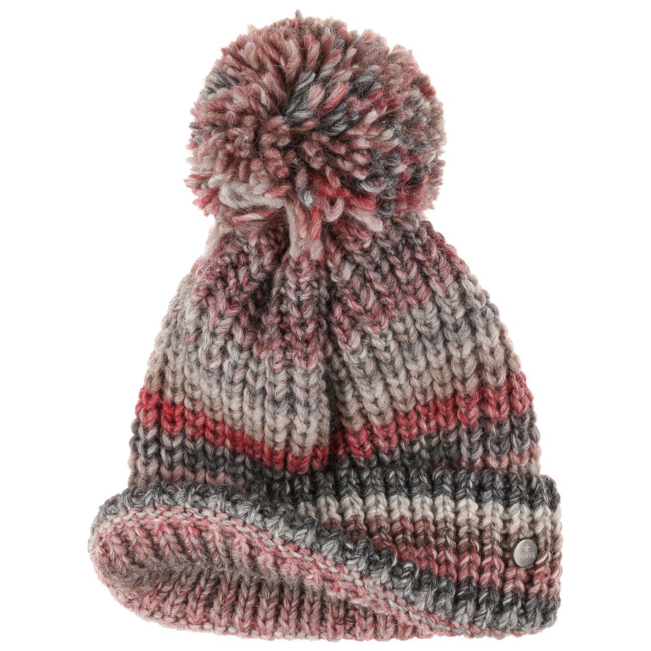 Bommelmütze Umschlag, Germany (1-St) Made in Lierys Beanie grau-rot mit