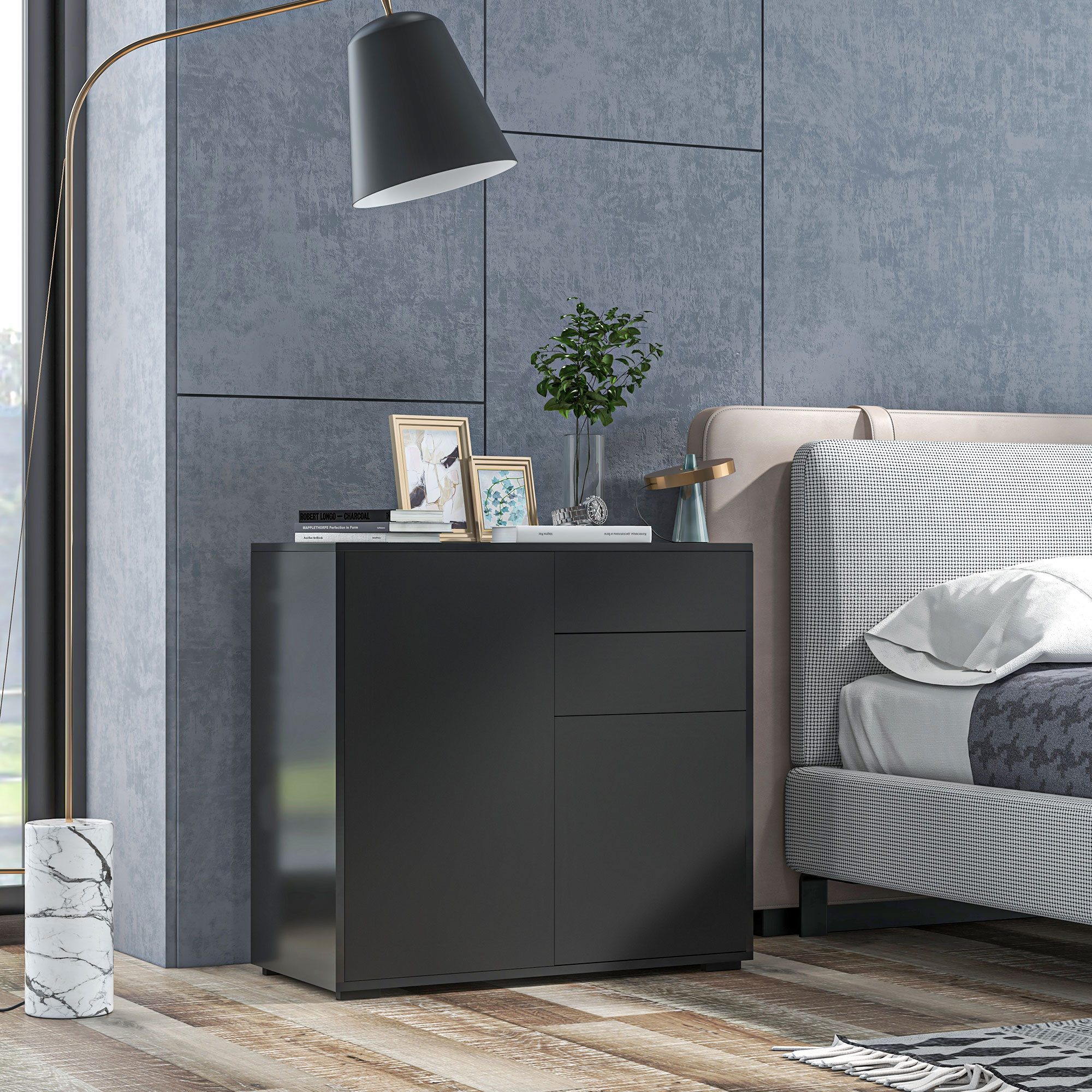 HOMCOM Highboard Kommode Sideboard mit Schublade, Schrank verstellbares Regal (Mehrzweckschrank, 1 St., Aktenschrank), für Wohnzimmer, …