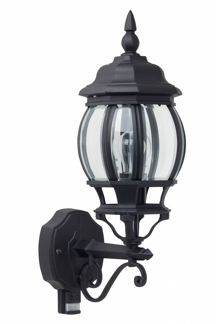 Brilliant LED Außen-Wandleuchte Istria, Lampe Istria Außenwandleuchte stehend Bewegungsmelder schwarz 1x A60