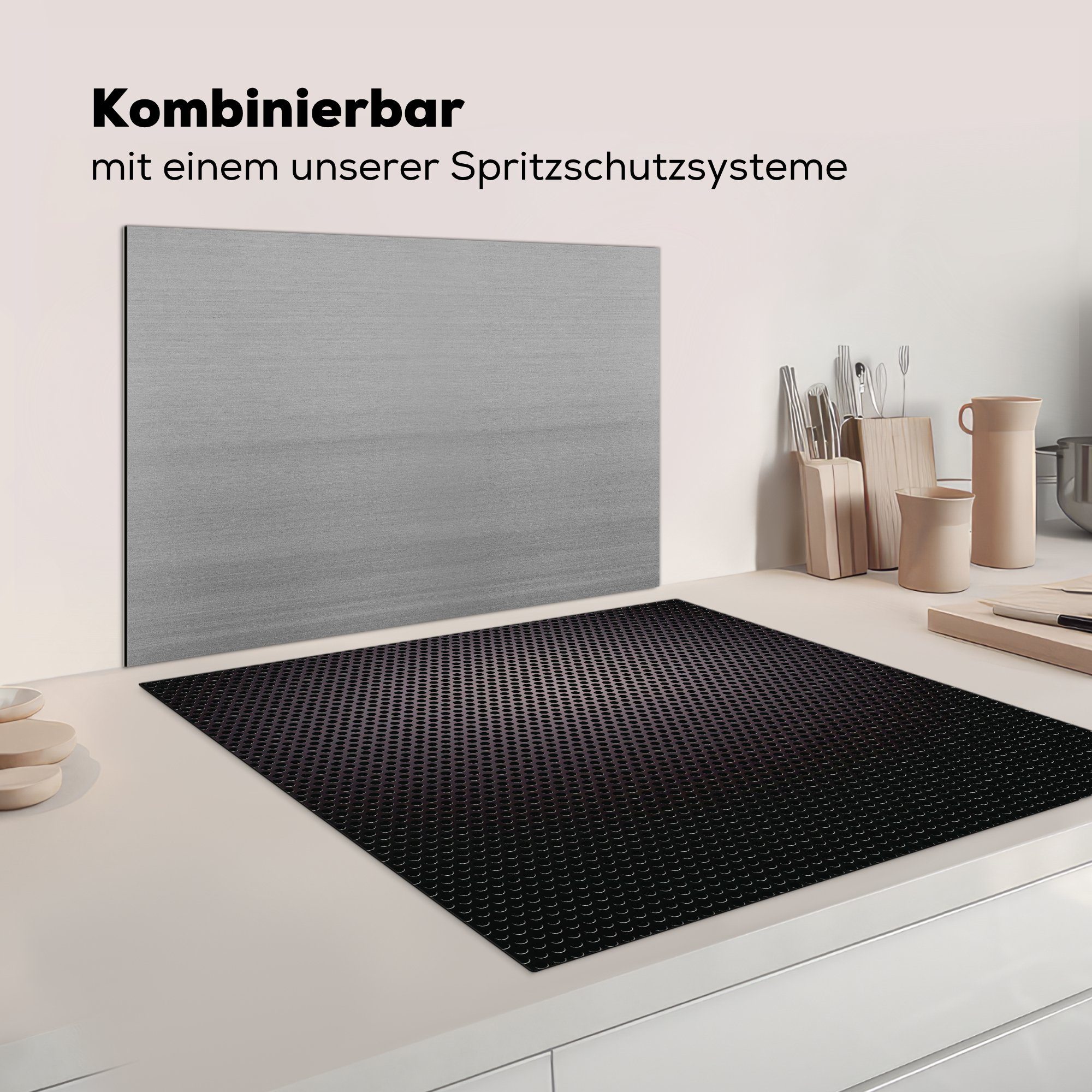 Ceranfeldabdeckung, aus 78x78 Vinyl, abstrakter MuchoWow für küche cm, tlg), Hintergrund Ein Herdblende-/Abdeckplatte (1 Arbeitsplatte Eisen,