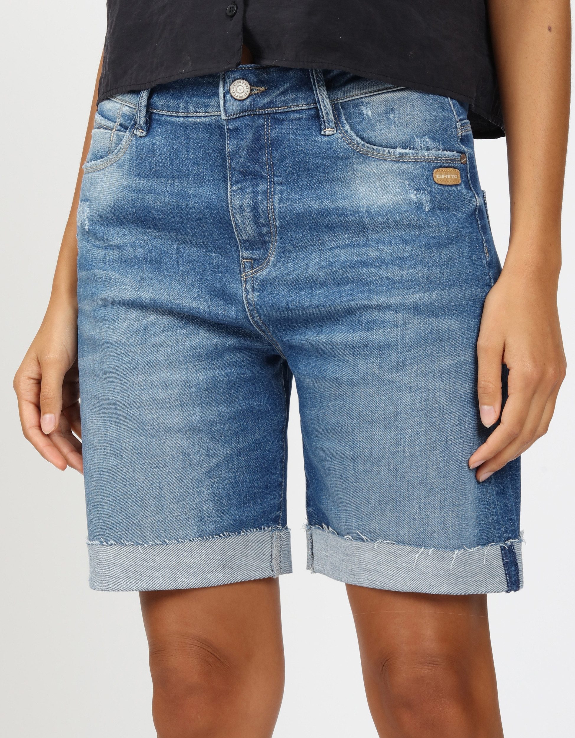 GANG Shorts 94IDA BERMUDA - Damen Jeansshorts - Wide Fit - Denim Bermuda - Sommer aufgeschlagener Saum