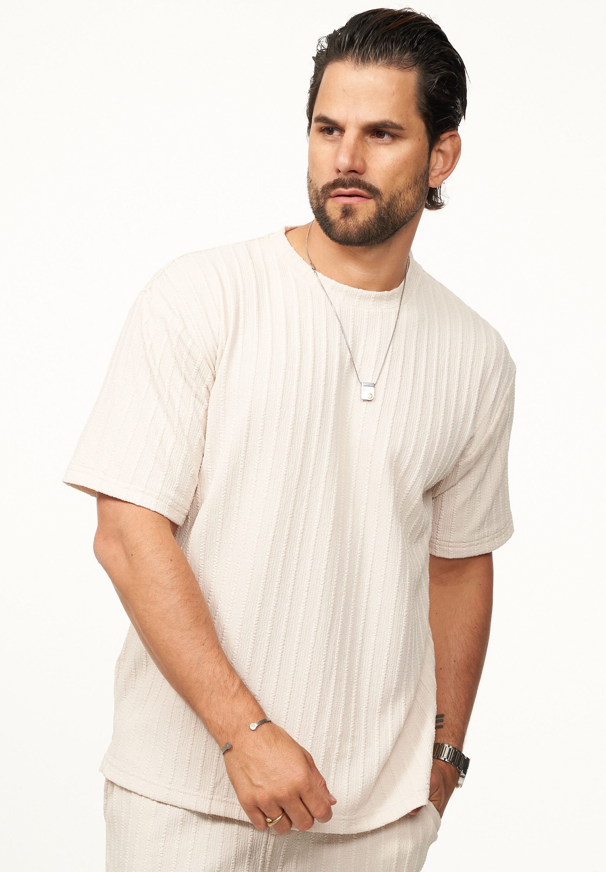 CARISMA T-Shirt mit Strickstruktur & Rundhals günstig online kaufen