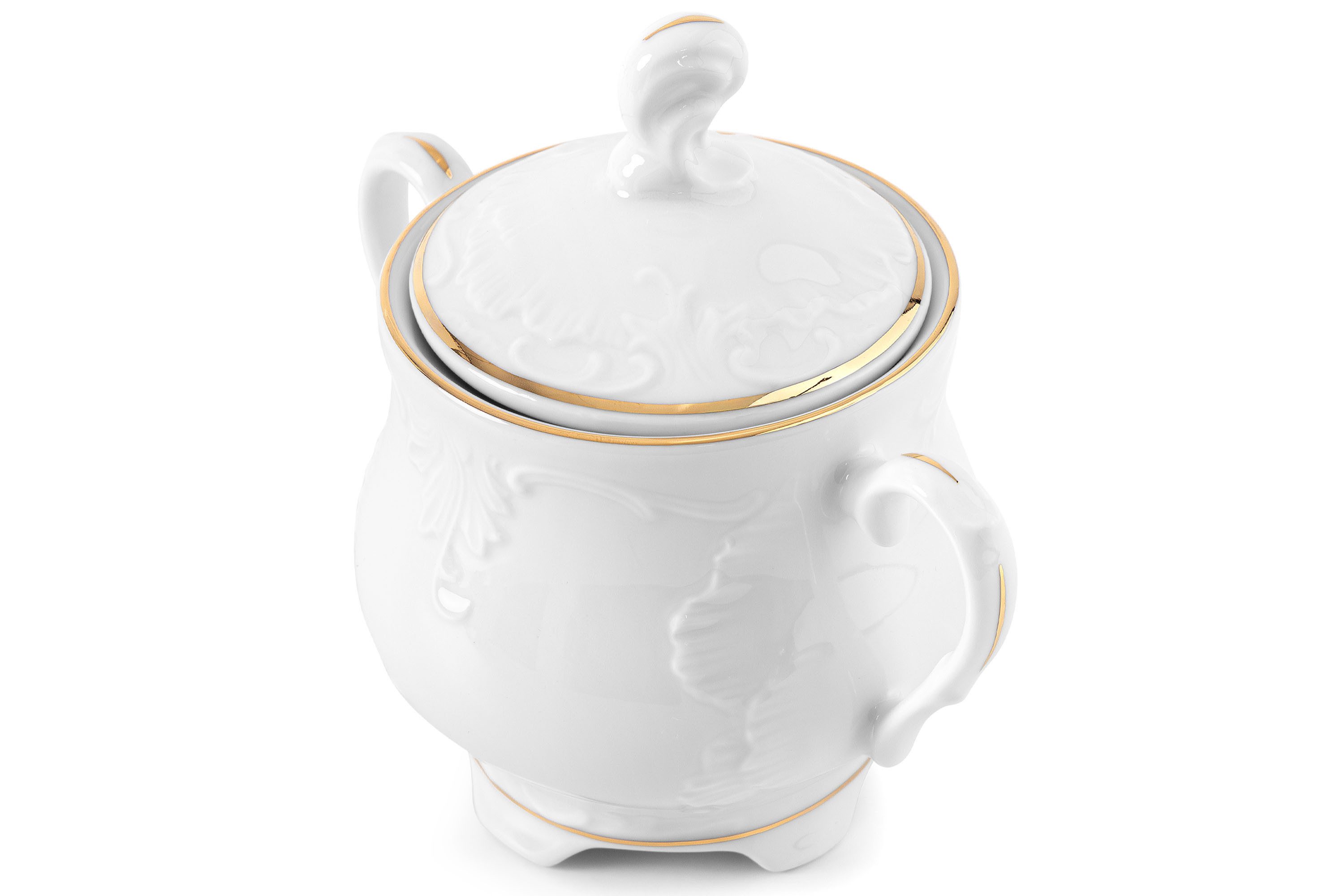 KONSIMO® Zuckerdose CMIELOW ROCOCO Hochwertiges Premium-Porzellan, Porzellan, (1x Zuckerdose), elegante Dekorationen, in echtem Gold bemalt, handgefertigt