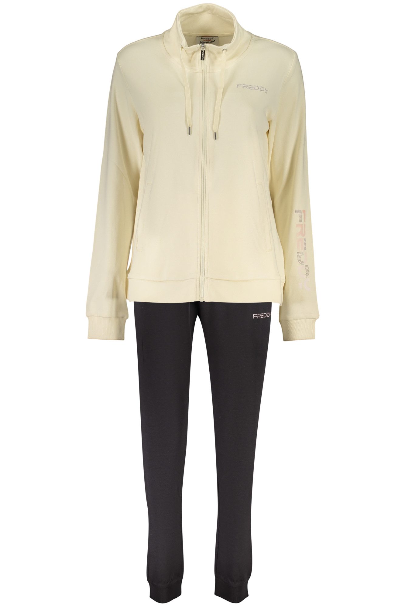 Freddy Sweatshirt Eleganter Damen-Sportanzug in Beige und Schwarz mit