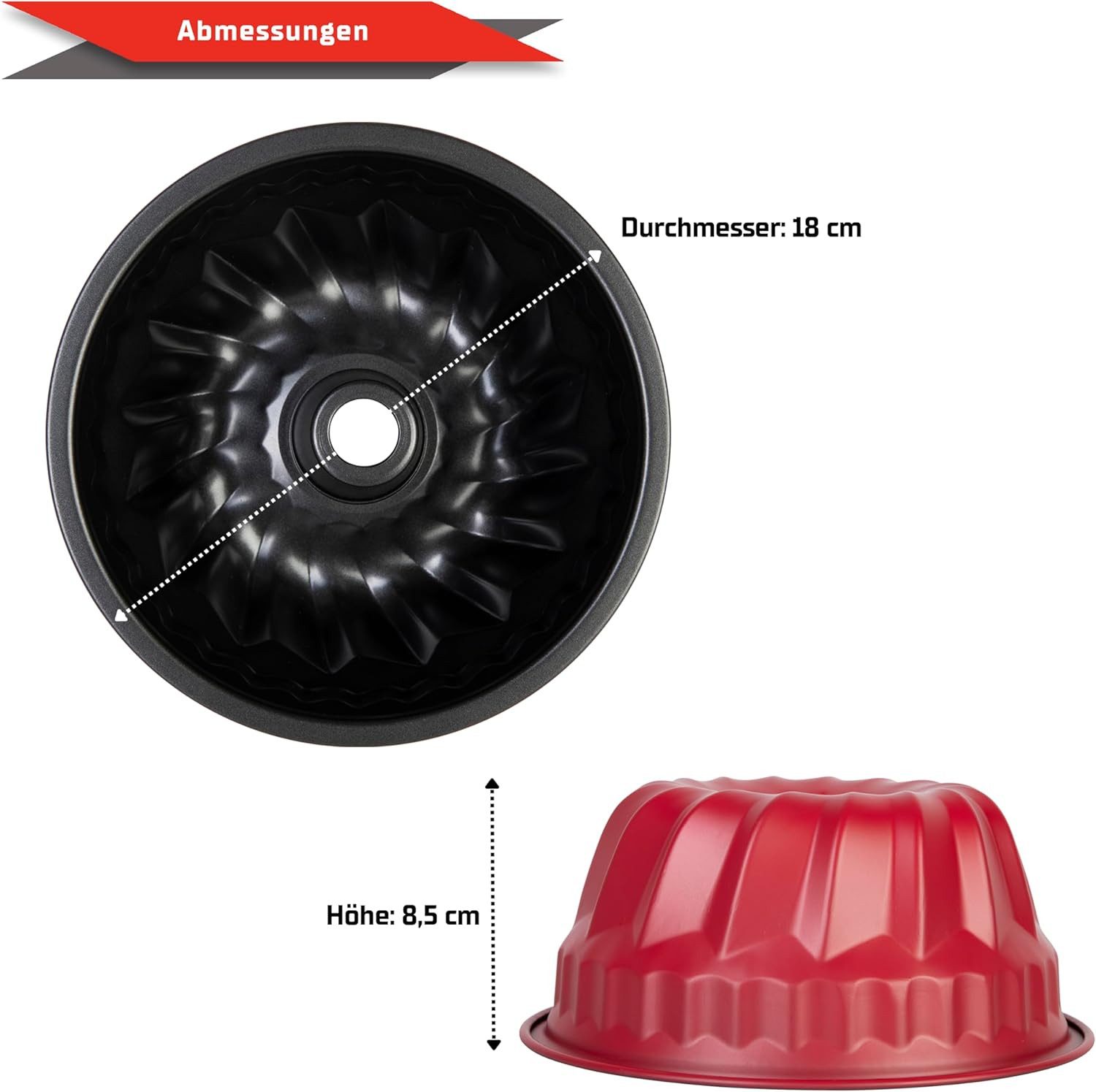 Wenco Gugelhupfform Backform 18 cm, hitzebeständig bis 230°C, Antihaftbeschichtung, robuster Stahl, gleichmäßige Wärmeverteilung