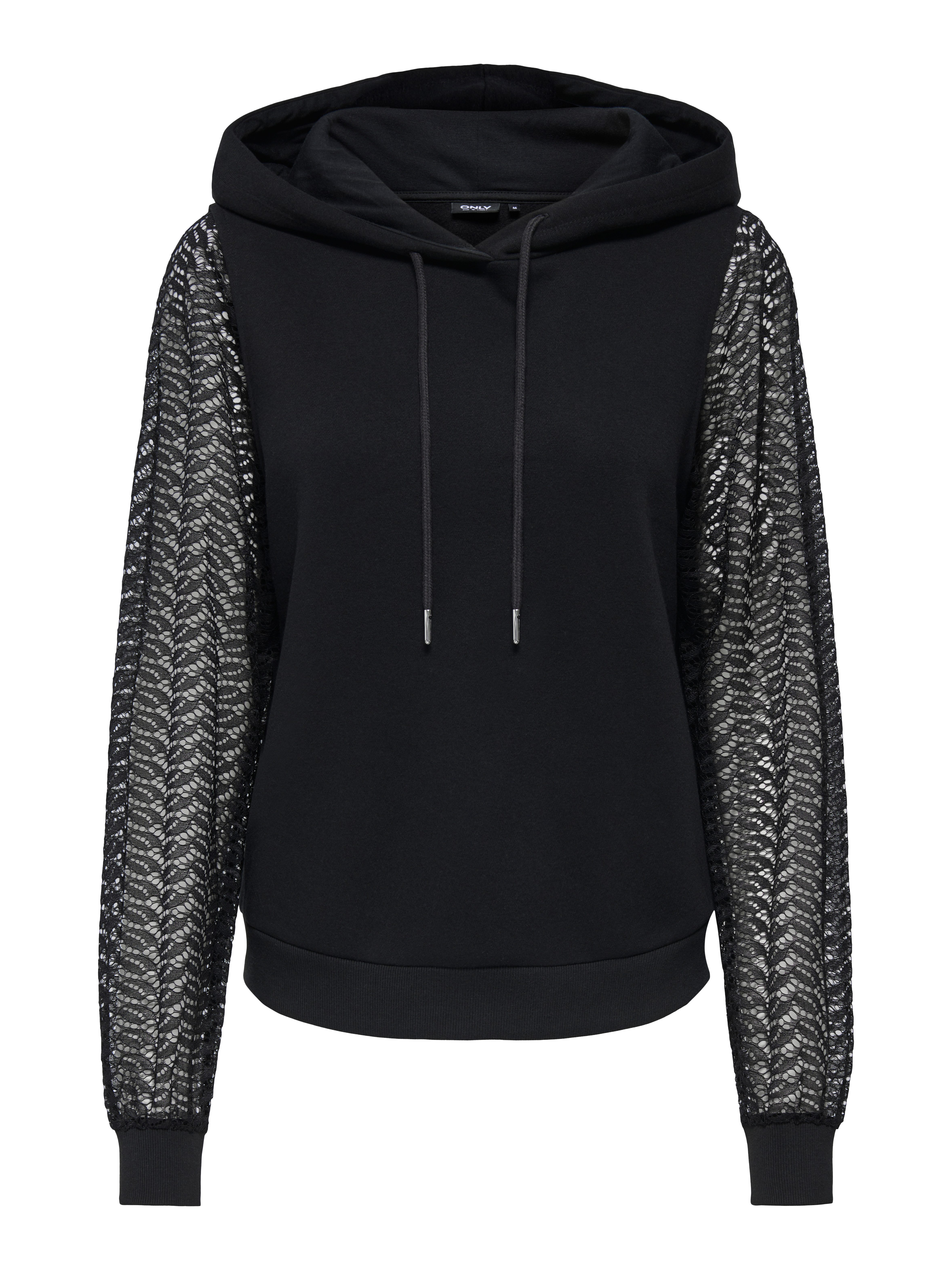 ONLY Kapuzensweatshirt ONLKELLY L/S LACE HOODIE CS JRS Baumwollmischung, regular fit