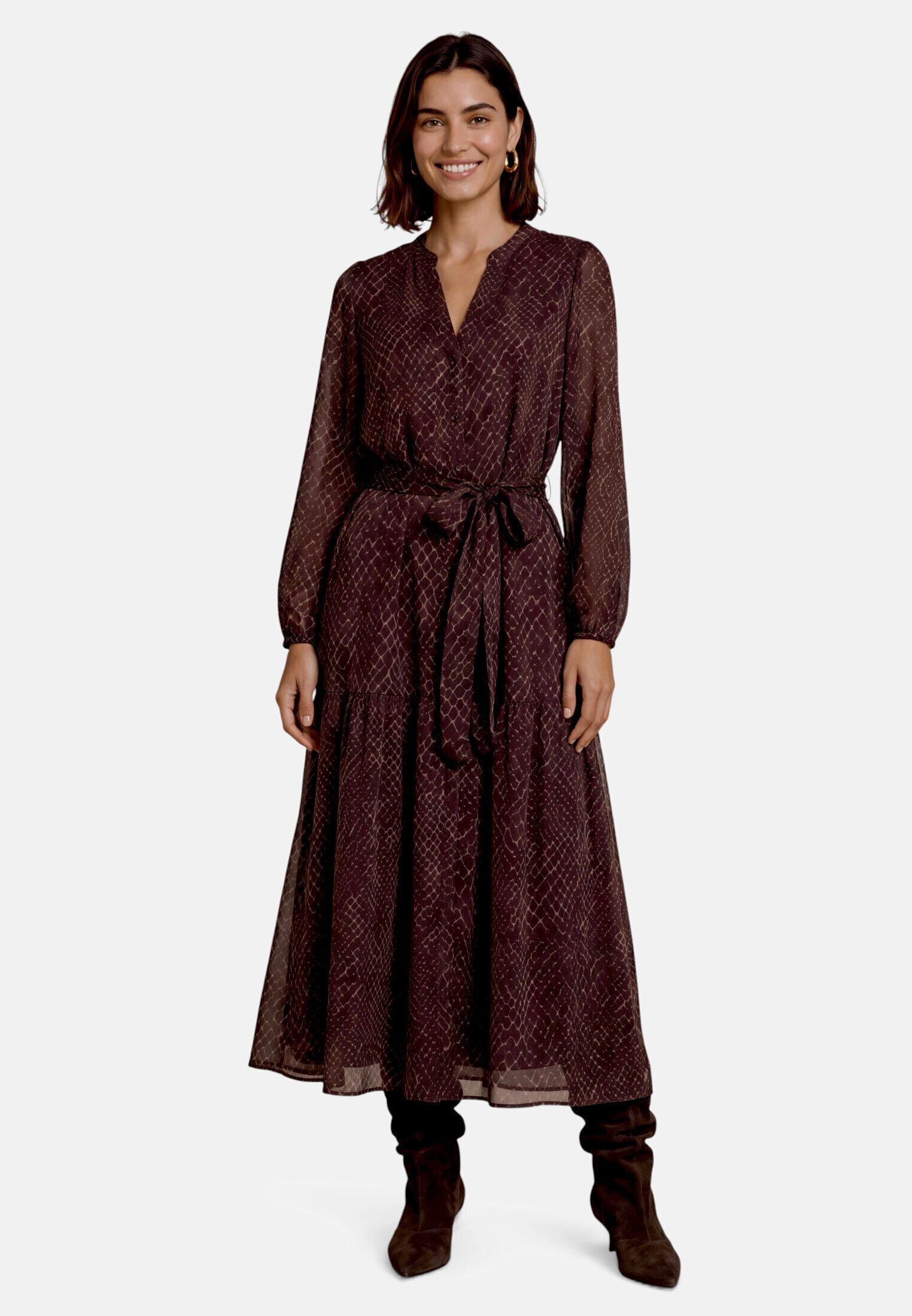 Zero Maxikleid Damen mit Gürtel Material