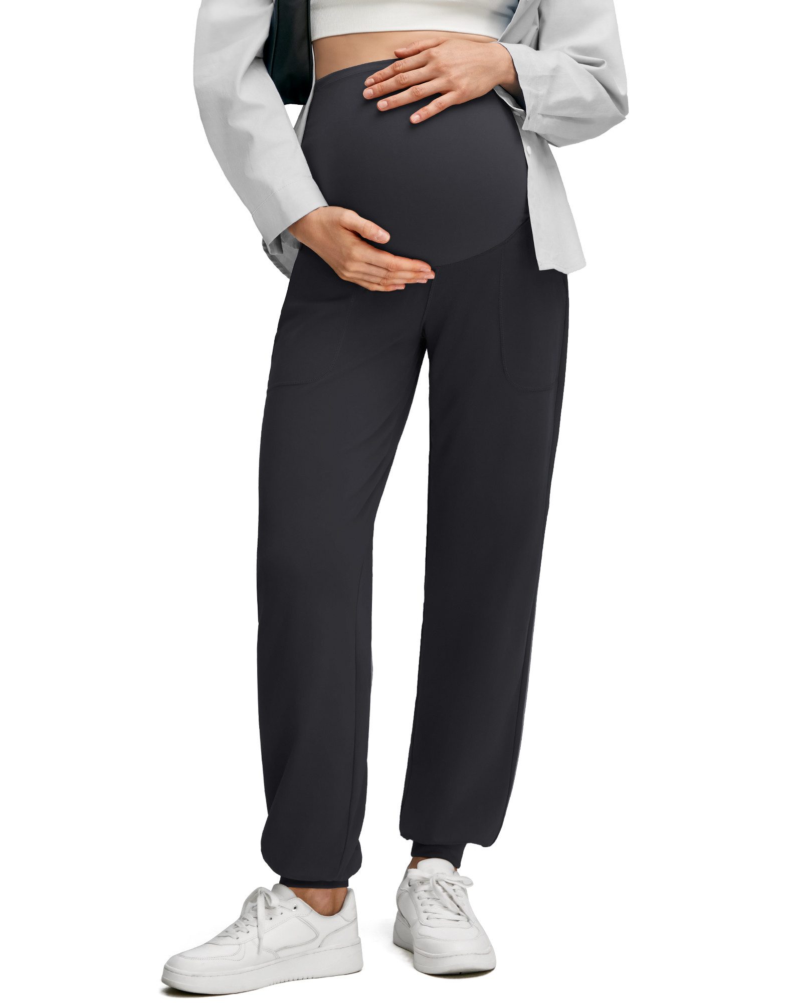 G4Free Umstandshose Damen Umstandssweathose Trainingshose Jogginghose Homewearhose Stretch-Hose Loungehose Yogahose für Schwangere mit Taschen