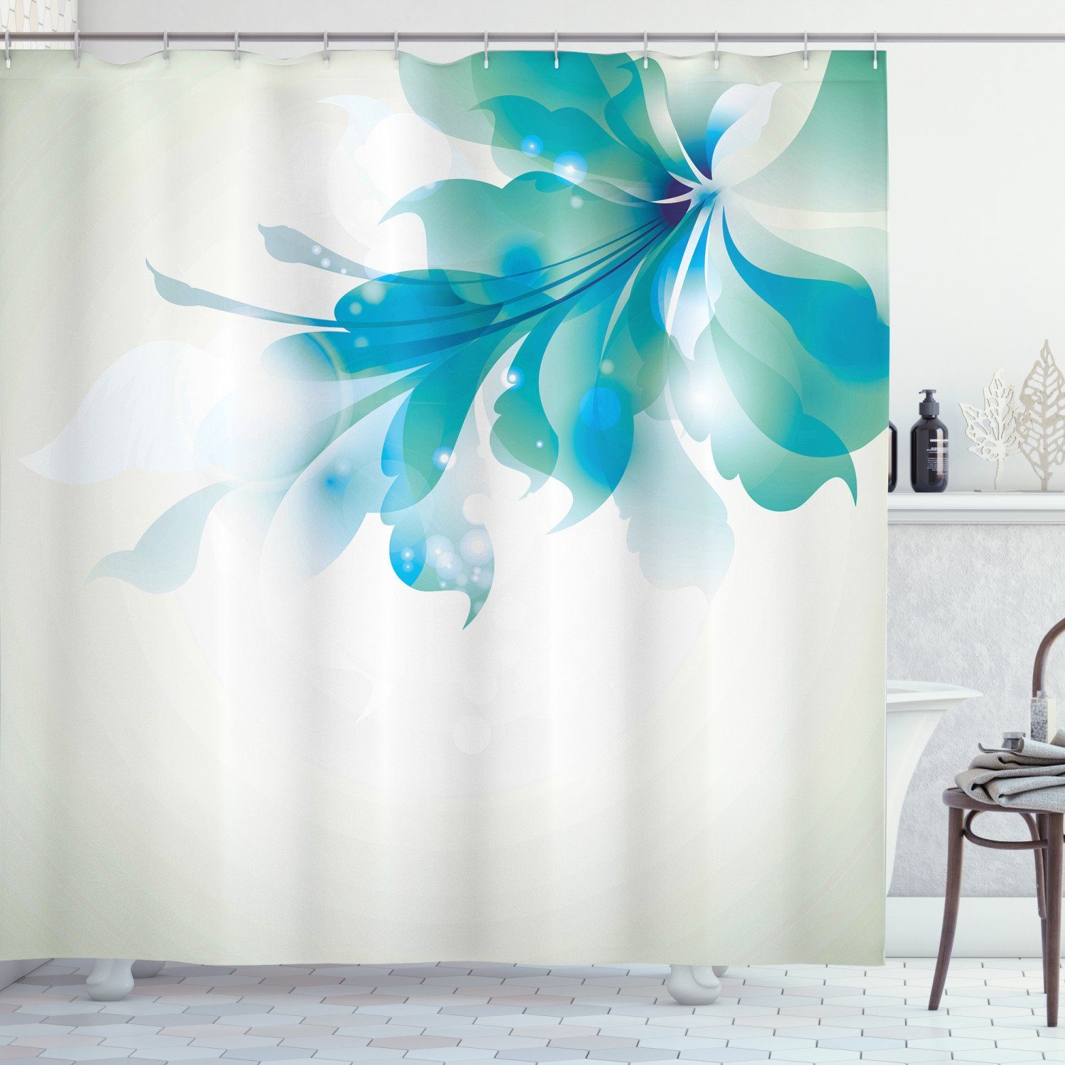 Abakuhaus Duschvorhang Moderner Digitaldruck Mit 12 Haken Auf Stoff Wasser Resistent Breite 175 Cm Hohe 180 Cm Floral Blau Ombre Blumen Online Kaufen Otto