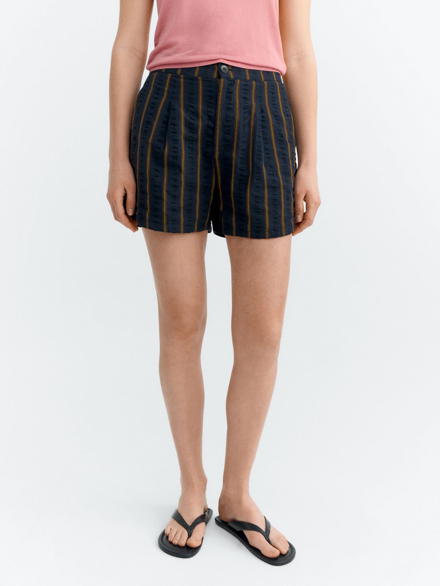 Thinking Mu Bundfaltenhose Nar Shorts Seersucker