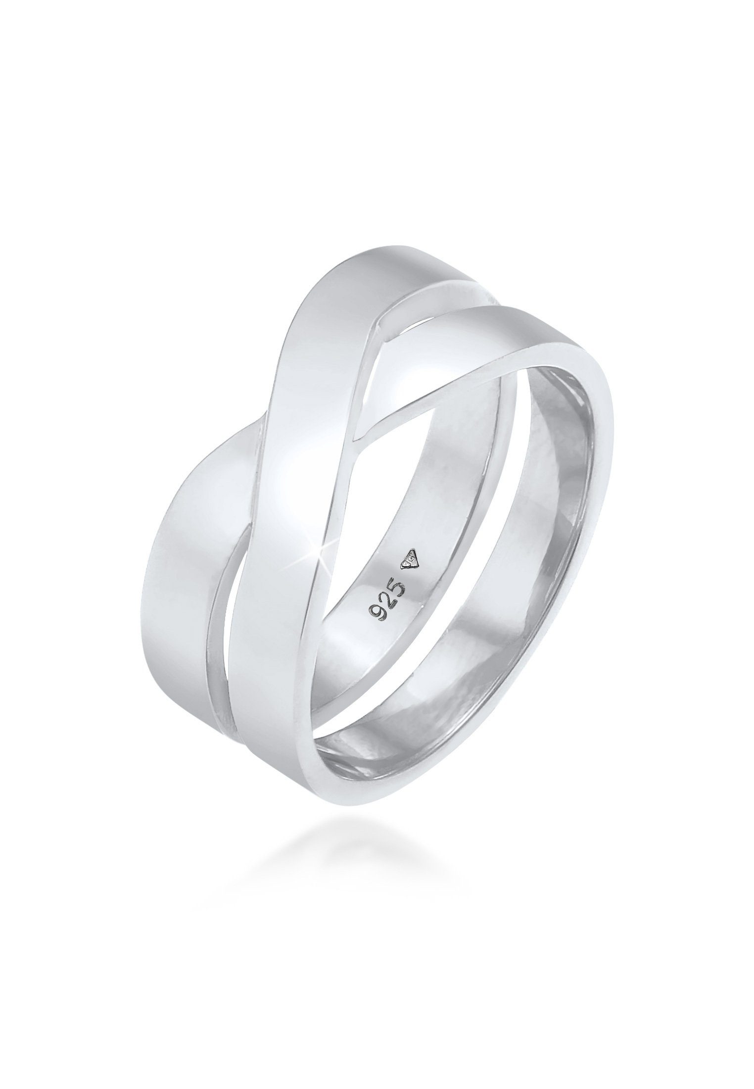 Kuzzoi Silberring Herren Bandring Überkreuz Look 925 Silber