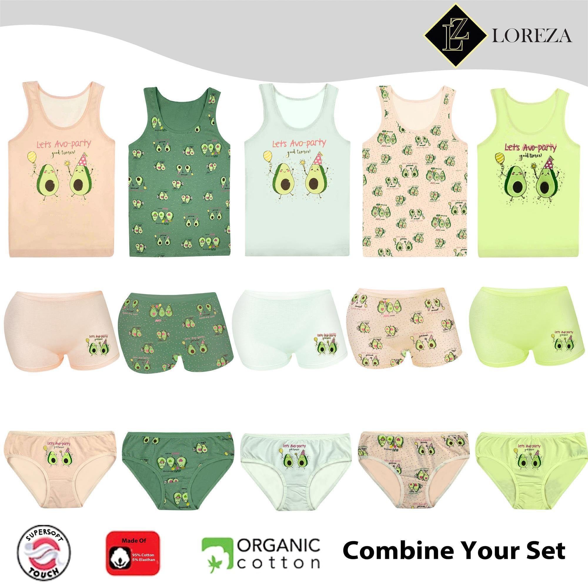 LOREZA 5 5-St) Baumwolle (Set, Mädchen Unterhemden Avocado Unterhemd Tank -