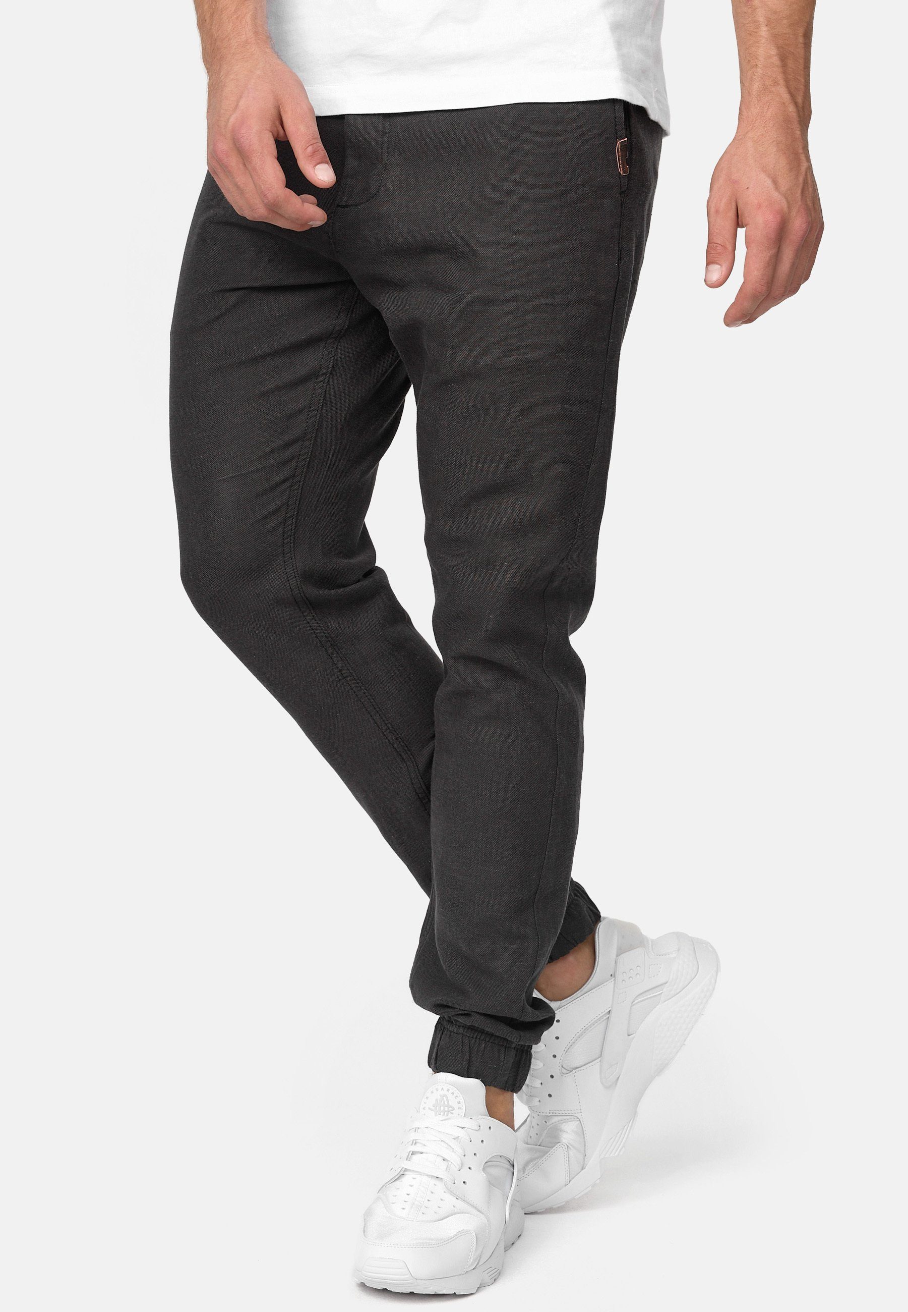 Indicode Leinenhose Herren Blnda Sommerhose Leinen Herrenhose samt dekorativem Gürtel aus Kordeln