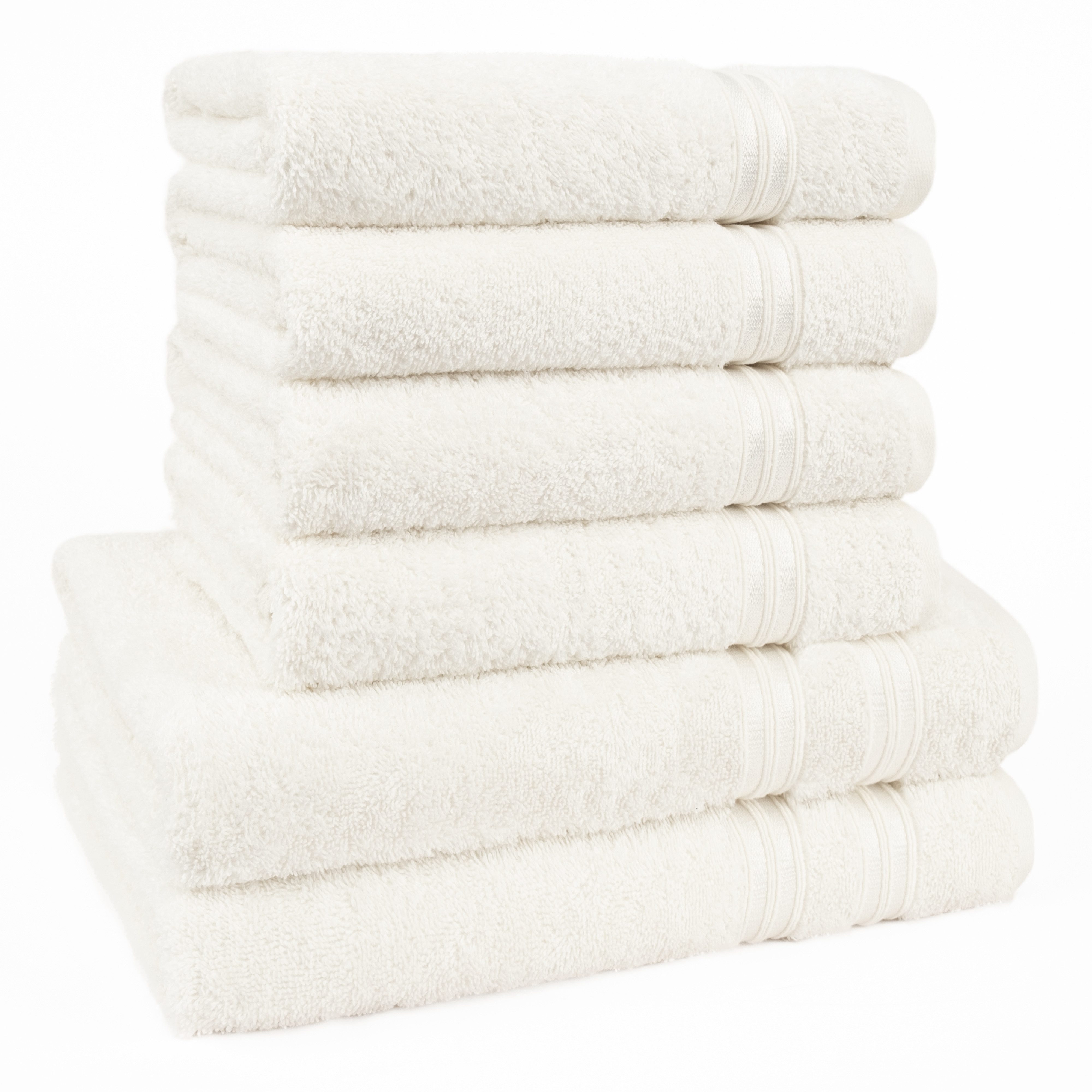 HAMMETEX Handtuch Set 6-teiliges Handtuch Set, 100% Baumwolle, Weich & Saugstark, Frottier (Set, 6-St), mit Bordüre, einfarbig, weich