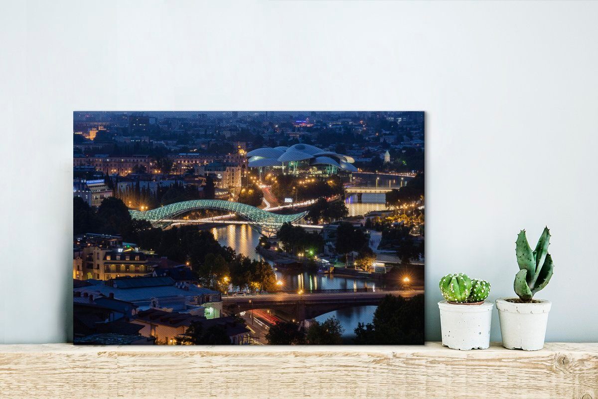Luftbild St), cm Stadt Ein Wanddeko, Tiflis, (1 Aufhängefertig, der OneMillionCanvasses® Leinwandbild 30x20 Wandbild Leinwandbilder,