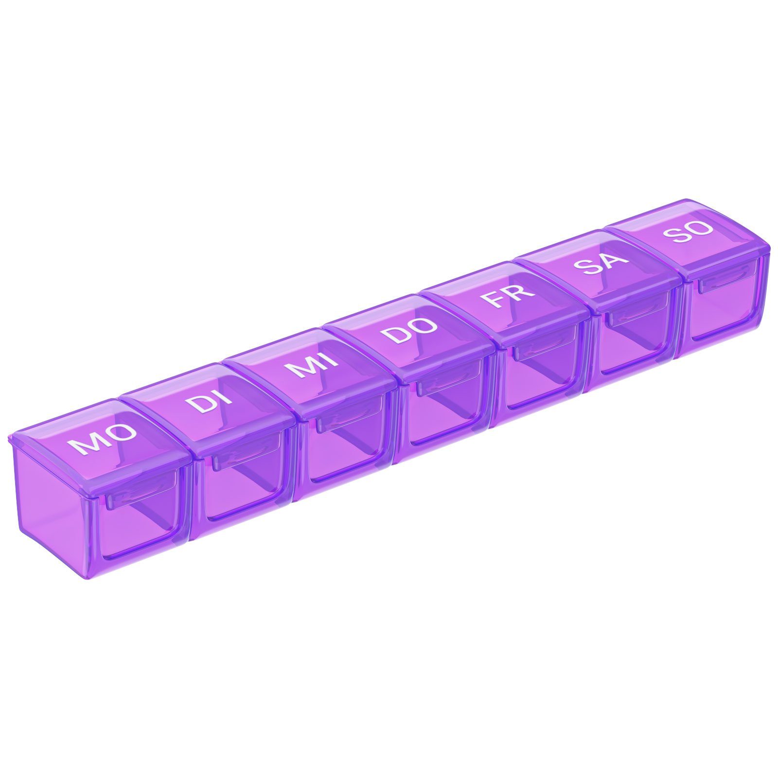Wellgro Pillendose Große Tablettenbox für 7 Tage mit Druckverschluss