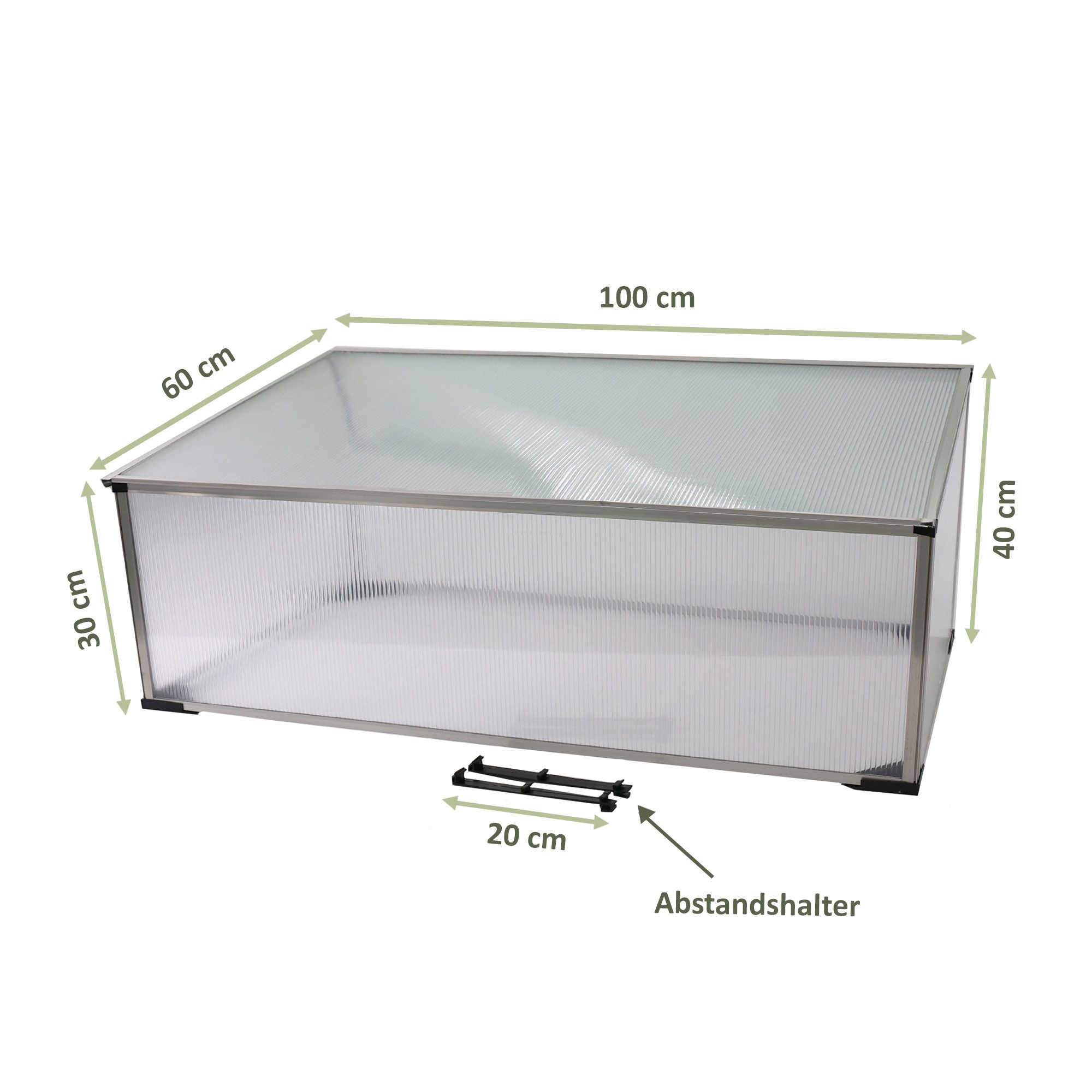 NATIV Frühbeet aus 1 mm starkem Aluminium, Treibhaus mit Aufstelldach, Dach mit 3 Öffnungsstufen