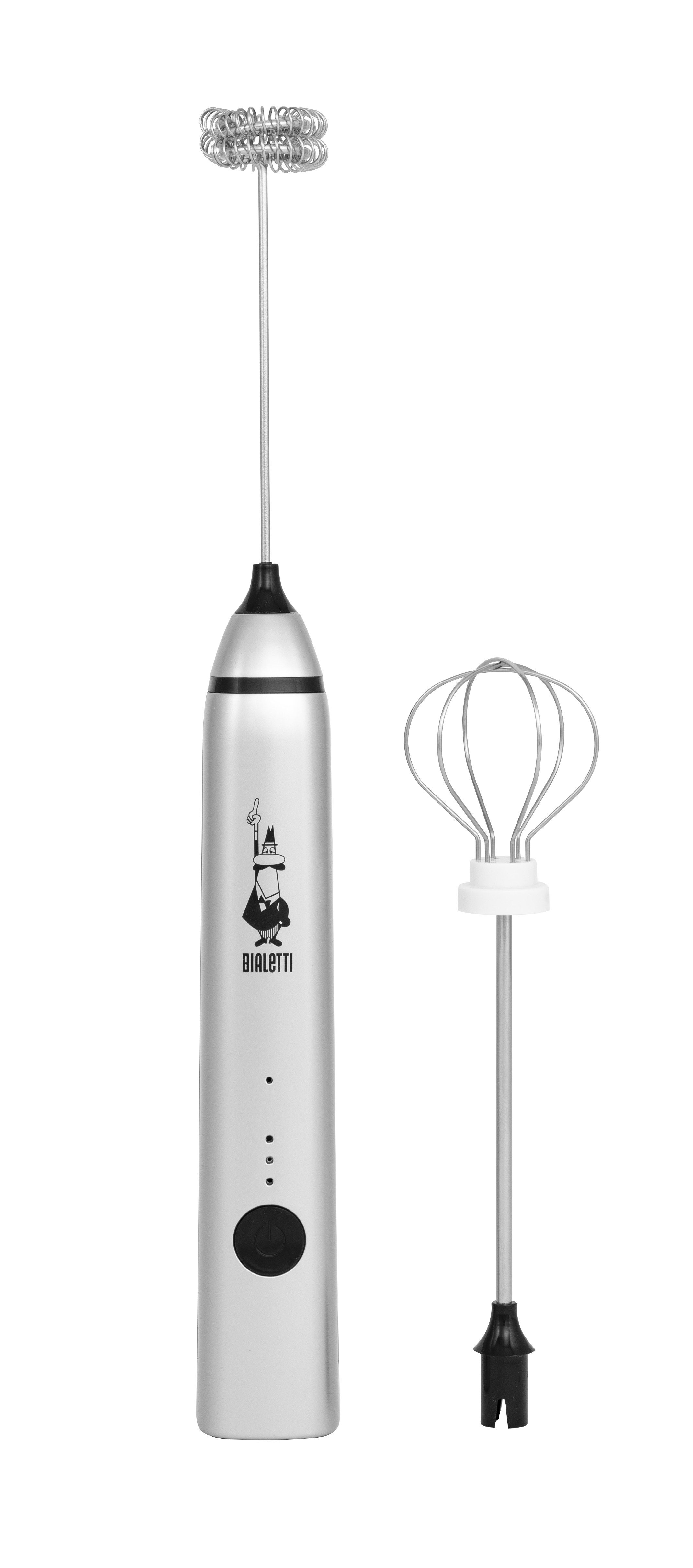 BIALETTI Milchaufschäumer Stab-Milchaufschäumer mit zwei Aufsätzen, Aufladbarer Aufschäumer