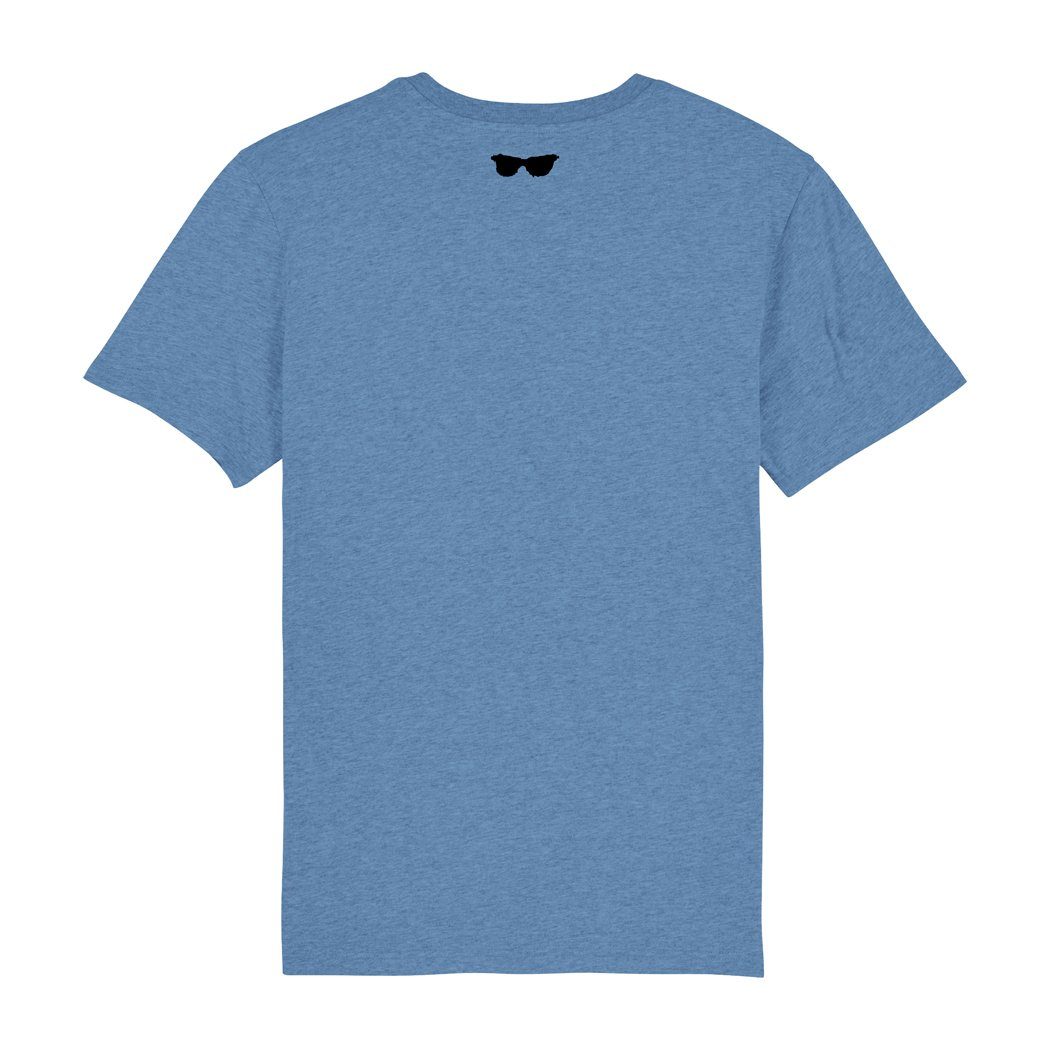 Farbbrillianz, Print-Shirt aus Deutschland DEEEEJAYYY Bio-Baumwolle, Hohe 100% karlskopf Blau bedruckt 100% Bio-Baumwolle in