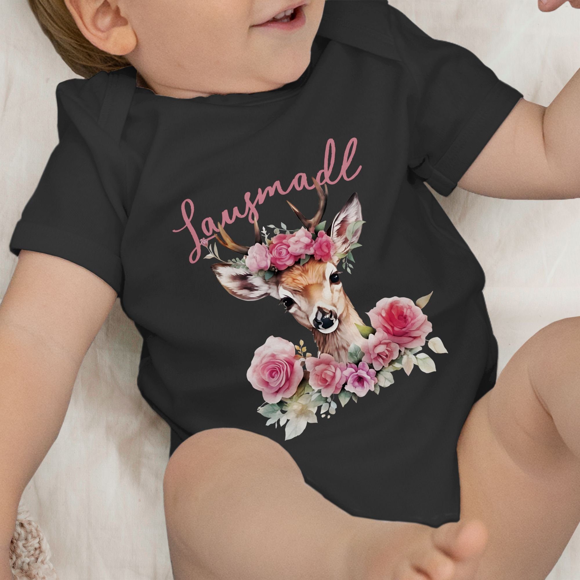 Shirtracer Shirtbody Lausmadl Reh 3 Baby Outfit für Oktoberfest Lausmädchen Freches Lousy Mode G Schwarz Geweih Lausemädchen - Mädchen