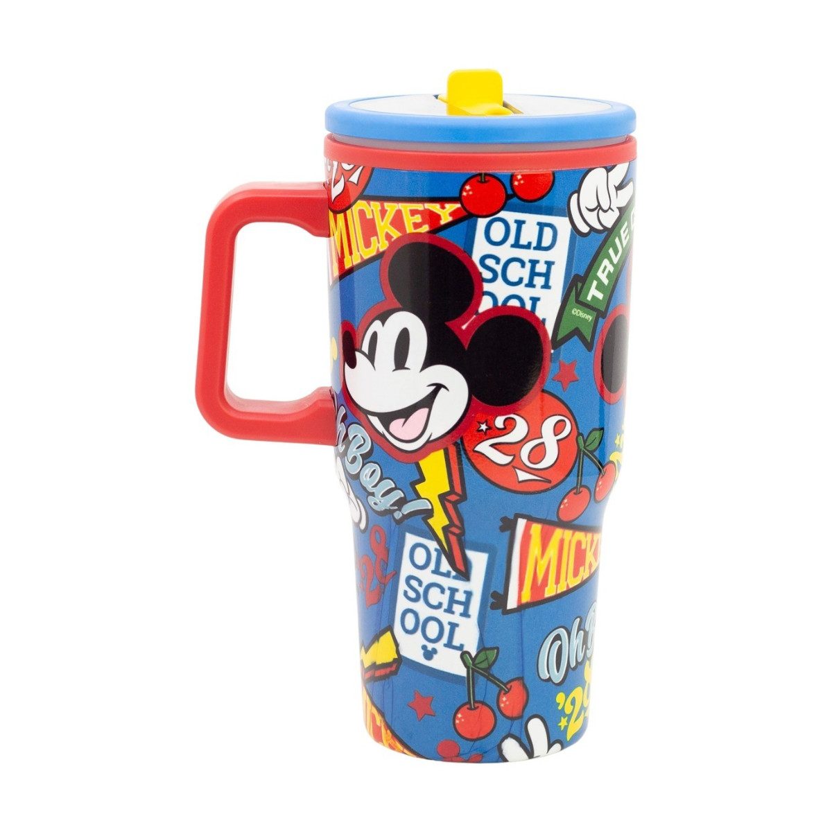 Disney Mickey Mouse Thermobecher - 640 ml Edelstahl doppelwandiger Trinkbecher mit Trinkhalm, 1-tlg., Edelstahl