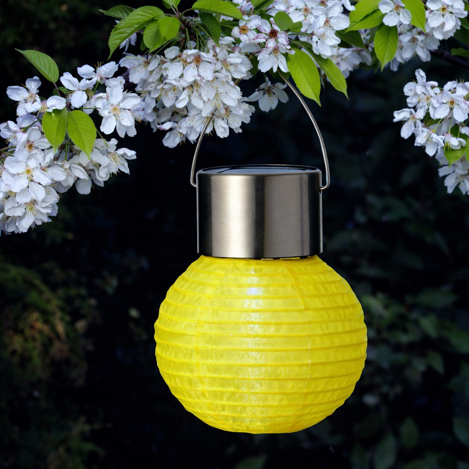 MARELIDA LED Lampion LED Solar Mini Gartenlampion D: 7cm Party Balkon Terrasse Laterne gelb, LED Classic, kaltweiss (5300K bis 6000K)