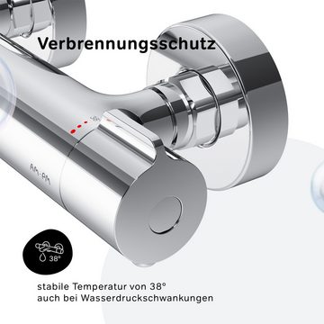 AM.PM Duscharmatur Brausethermostat Gem Duscharmaturen Duschthermostat (Mischbatterie mit Thermostat) mit Antikalk-System leistet einen Verbrühschutz bei 38°C