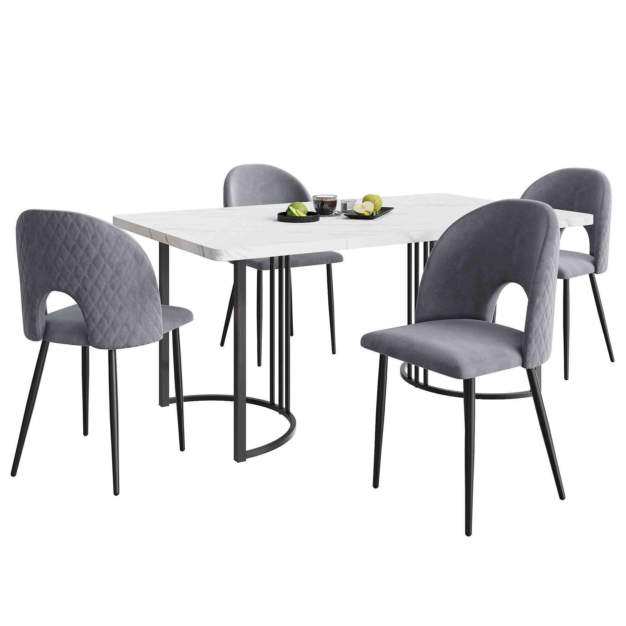 Flieks Essgruppe, (Sitzgruppe Set, 5-tlg., 1 Tisch 140x80x75cm mit 4 Stühle günstig online kaufen