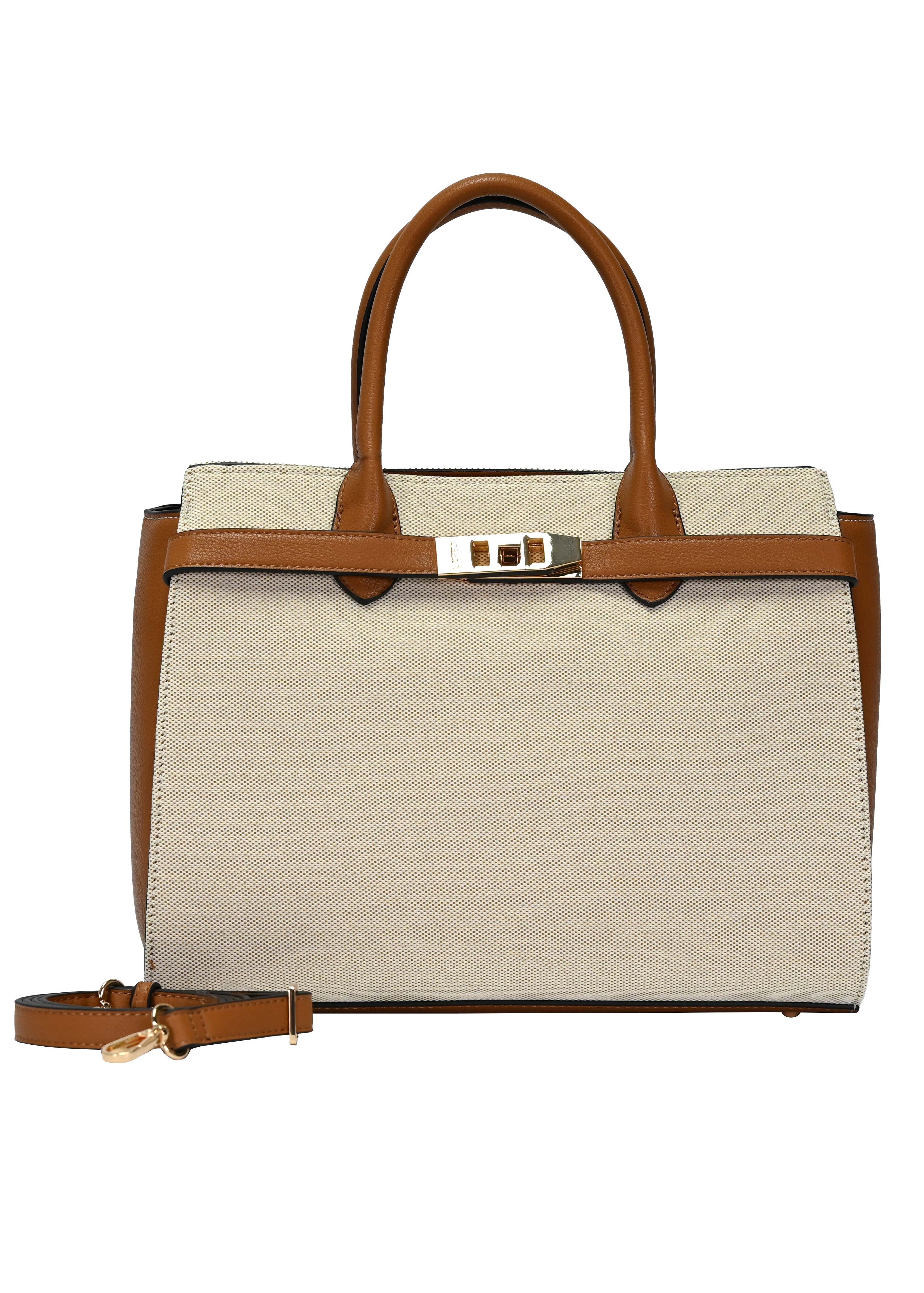 L. CREDI Henkeltasche L.CREDI Damen-Henkeltasche REA beige-mix (1-tlg), mit geräumigem Hauptfach