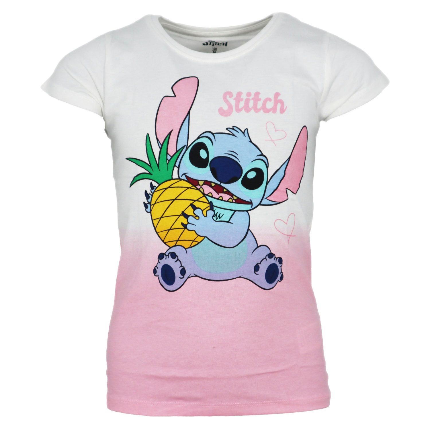 Disney Print-Shirt Disney Lilo und Stitch Mädchen Kinder kurzarm T-Shirt Shirt 100% Baumwolle, Gr. 92 bis 128