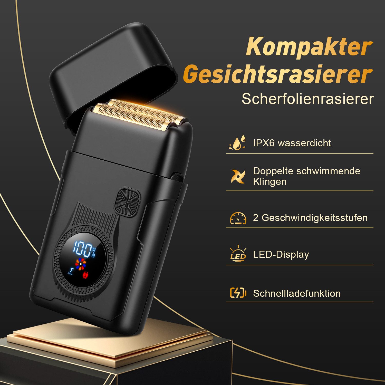 CkeyiN Elektrorasierer Herren 2-IN-1 mit Elektrischer Nasen- und Ohrenhaartrimmer, Aufsätze: 2, SmartClick-Präzisionstrimmer, mit LED-Display 5H Laufzeit Nass- und Trockenrasierer