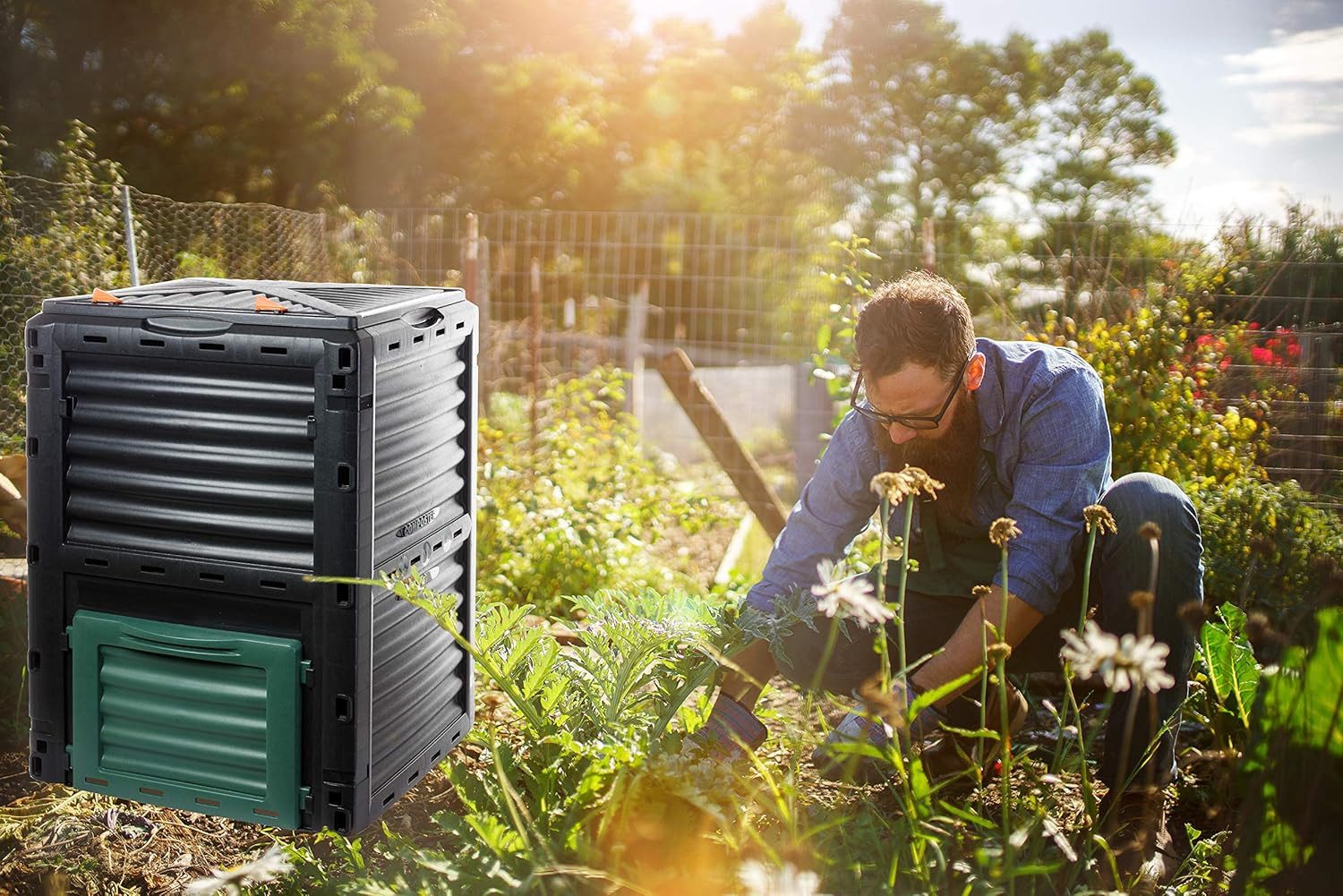 Centi Schnellkomposter KYOTO 300 L – Thermokomposter mit Deckel, BxTxH: 61x61x83 cm, 300 l, (1er-Set)