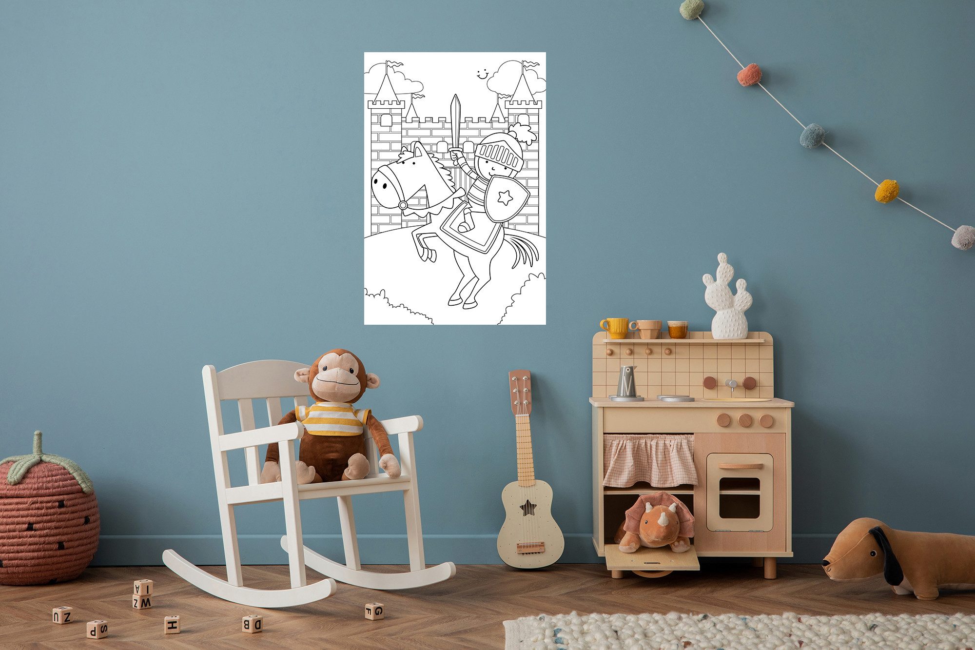 queence Wandsticker Ritter und Burg (1 St), DIY-Wandsticker zum Bemalen