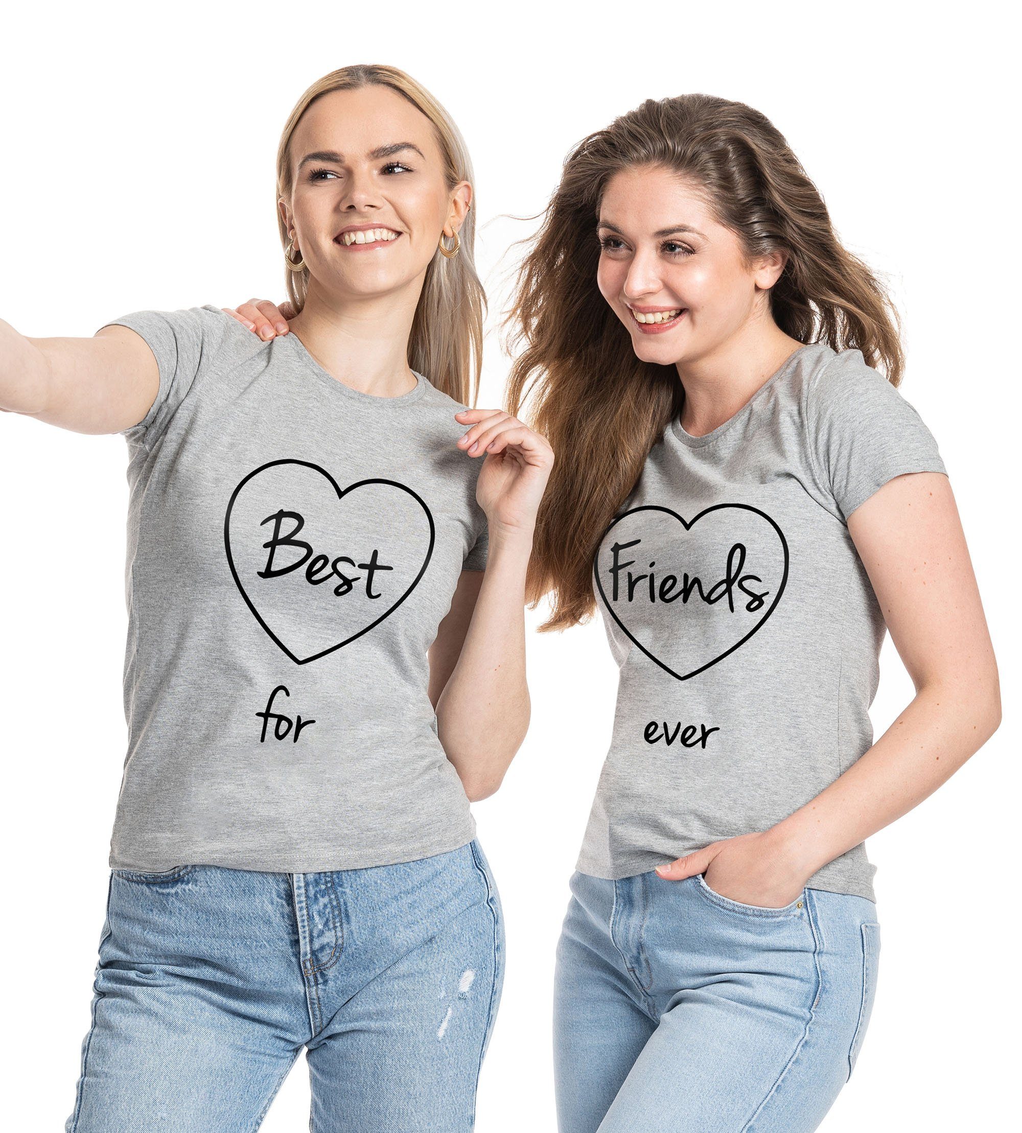 Couples Shop T-Shirt Best Friends For Ever Damen T-Shirt Set Beste Freunde mit modischem Print