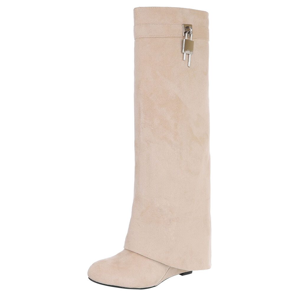 Ital-Design Elegante Überknie-Stiefel mit Komfort und modernem Design Keils günstig online kaufen