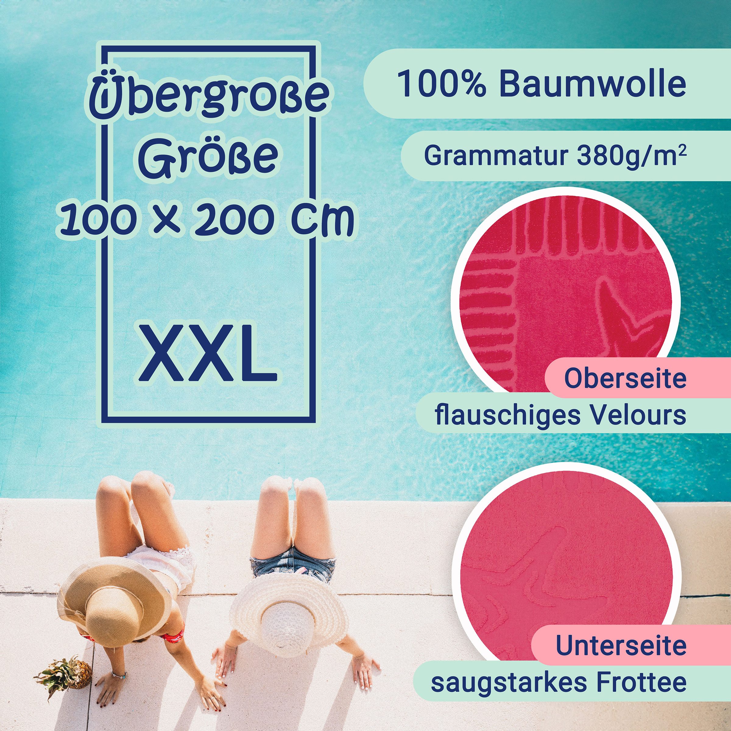 ZOLLNER Strandtuch, Frottier (1-St), 100 x 200 cm, 100% Baumwolle, vom Hotelwäschespezialisten