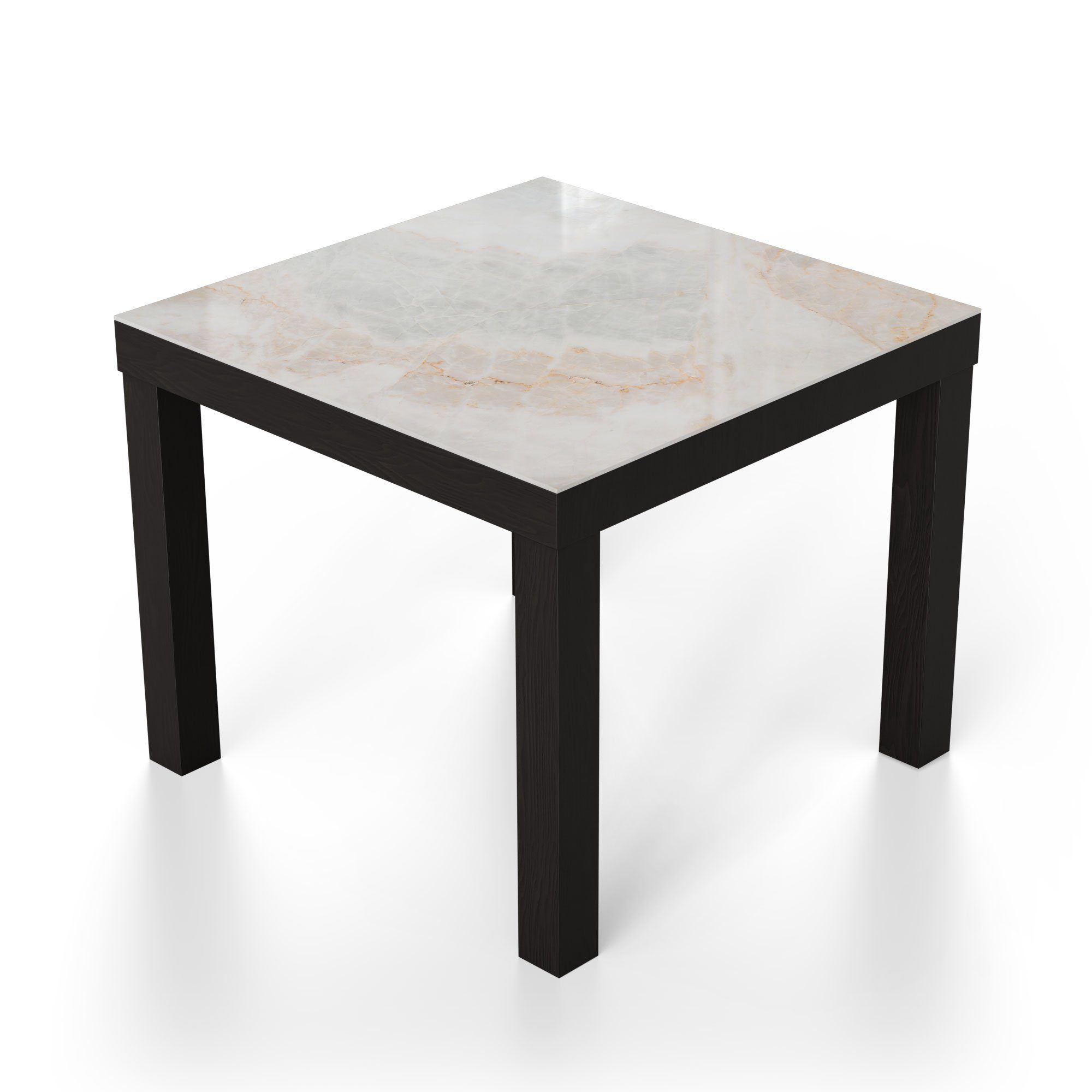 'Marmorsteinstruktur', Couchtisch Glastisch Schwarz Glas modern Beistelltisch DEQORI