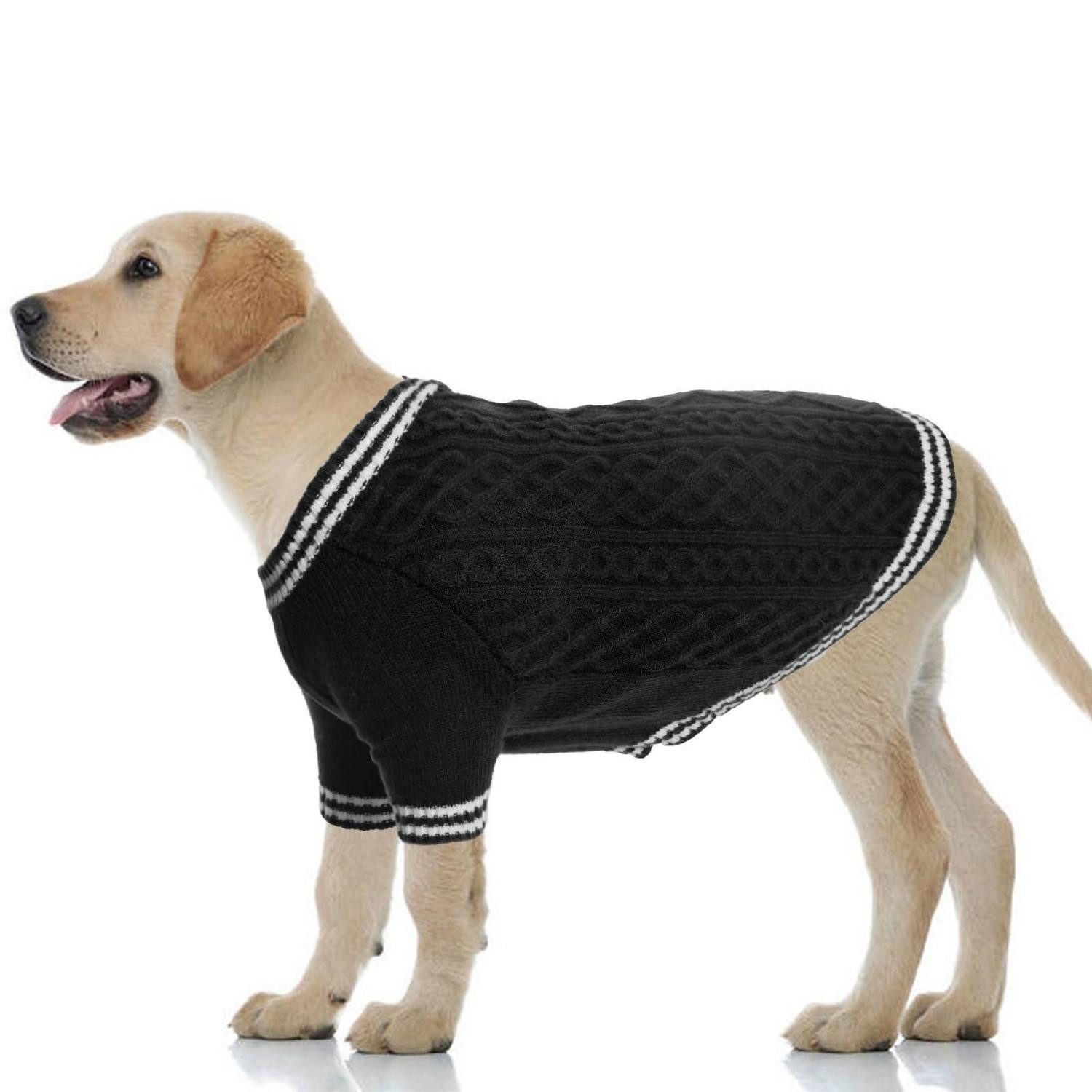 LuxusKollektion Hundepullover Hundepullover College-Look V-Ausschnitt Schwarz 2XL