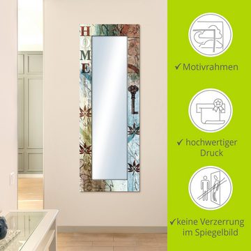 Artland Dekospiegel Buntes zu Hause in taktvollen Farben, gerahmter Ganzkörperspiegel, Wandspiegel, mit Motivrahmen, Landhaus