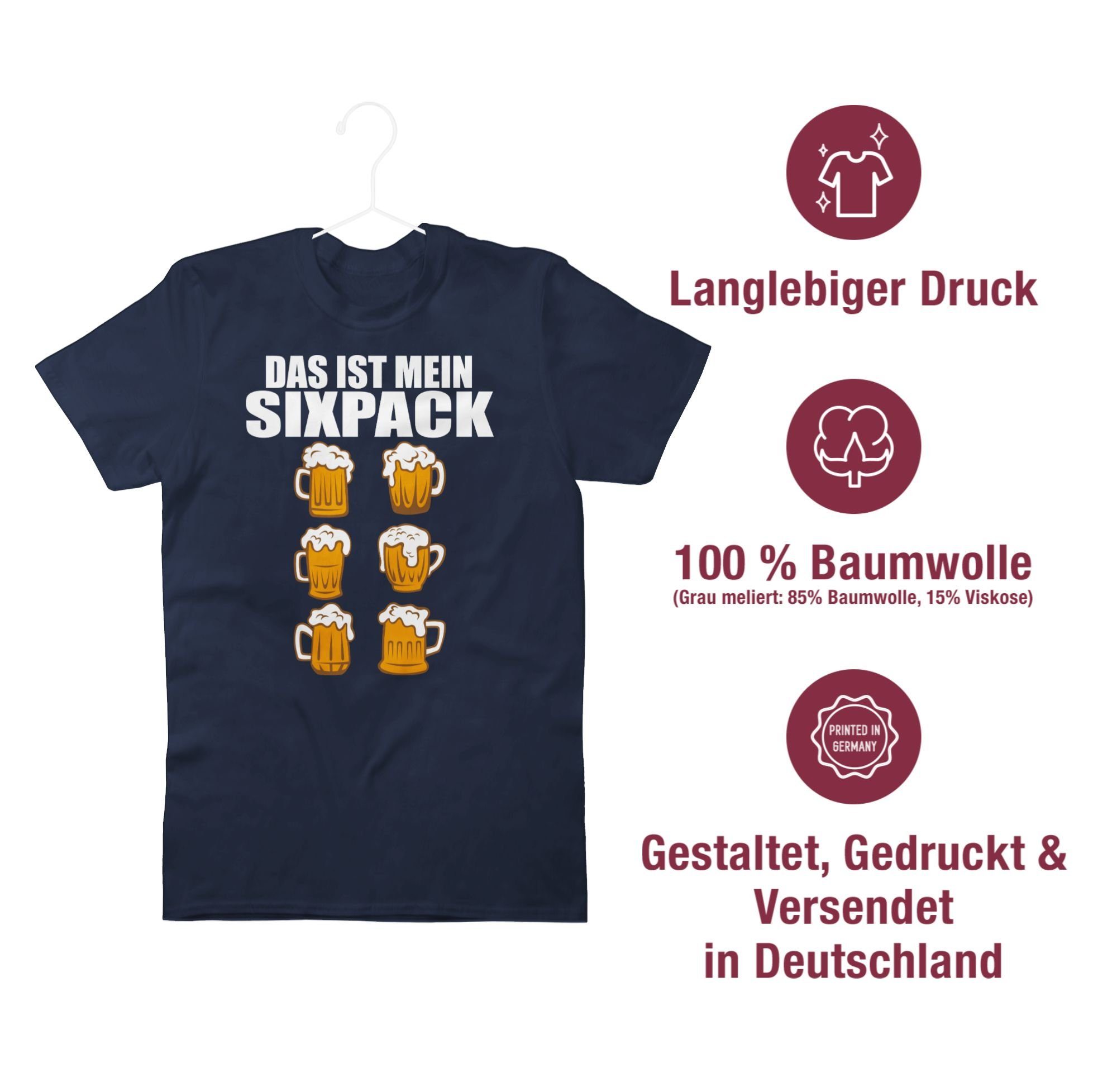 - mein ist - Das weiß Herren Oktoberfest Bier Shirtracer Blau Navy Mode T-Shirt Sixpack für 1