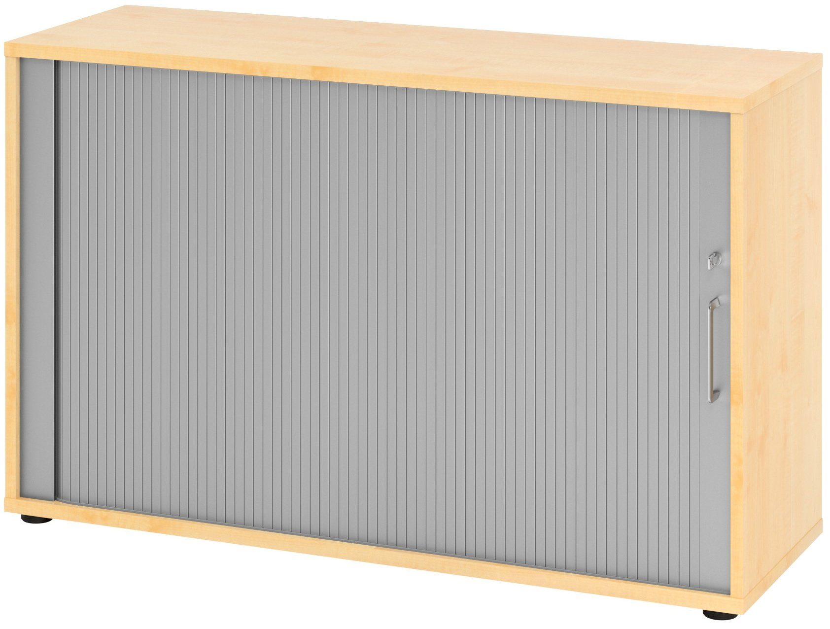 Rollladenschrank Bümö 90cm - Abschließbarer Büroschrank In Ahorn/Silber