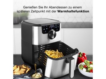 PRINCESS Heißluftfritteuse, 1500 W, Smarte 4,5L XXL Fritteuse ohne Öl Pommes fettarm frittieren Fritöse