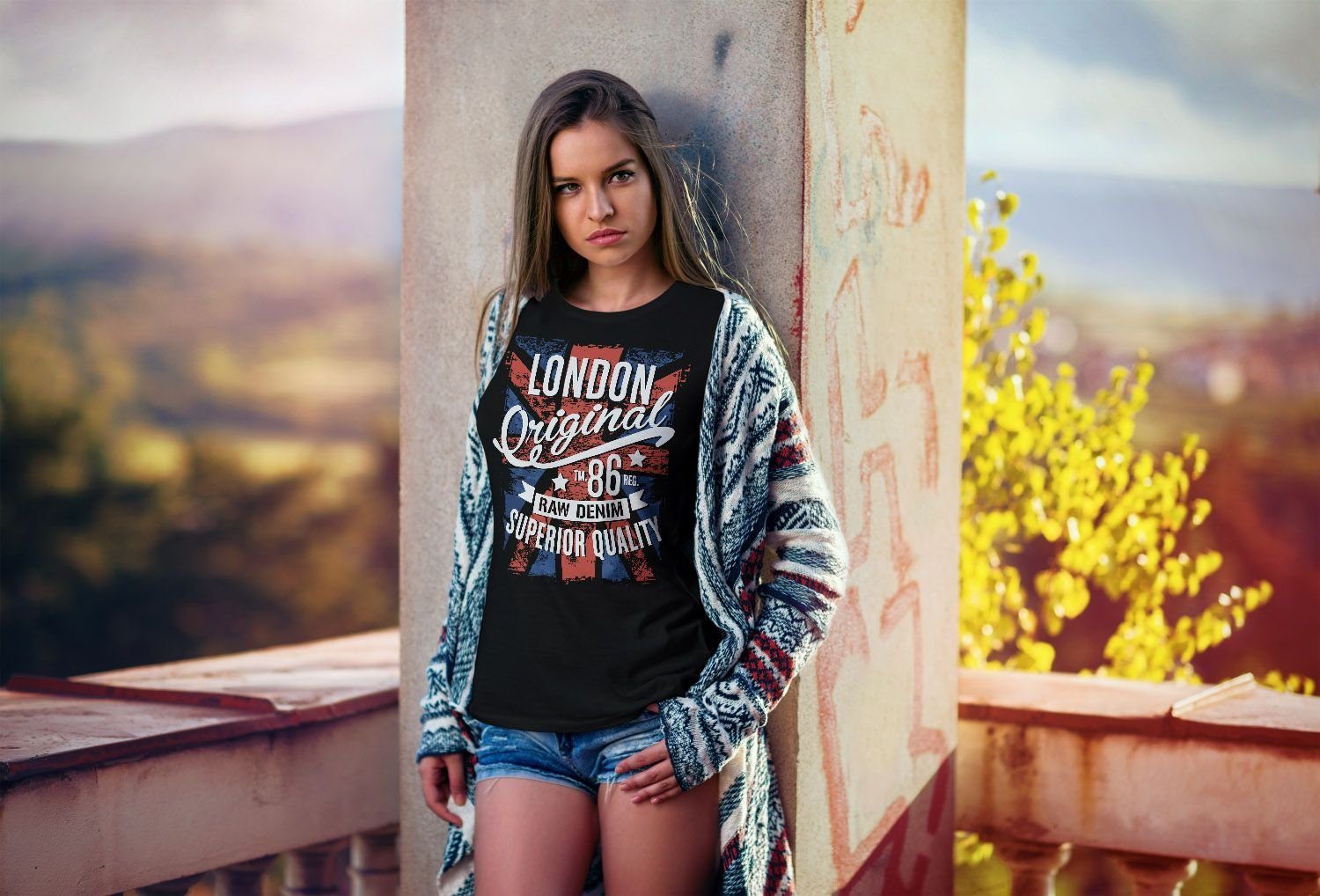 Neverless Print-Shirt Damen T-Shirt London Vintage England Großbritannien U günstig online kaufen