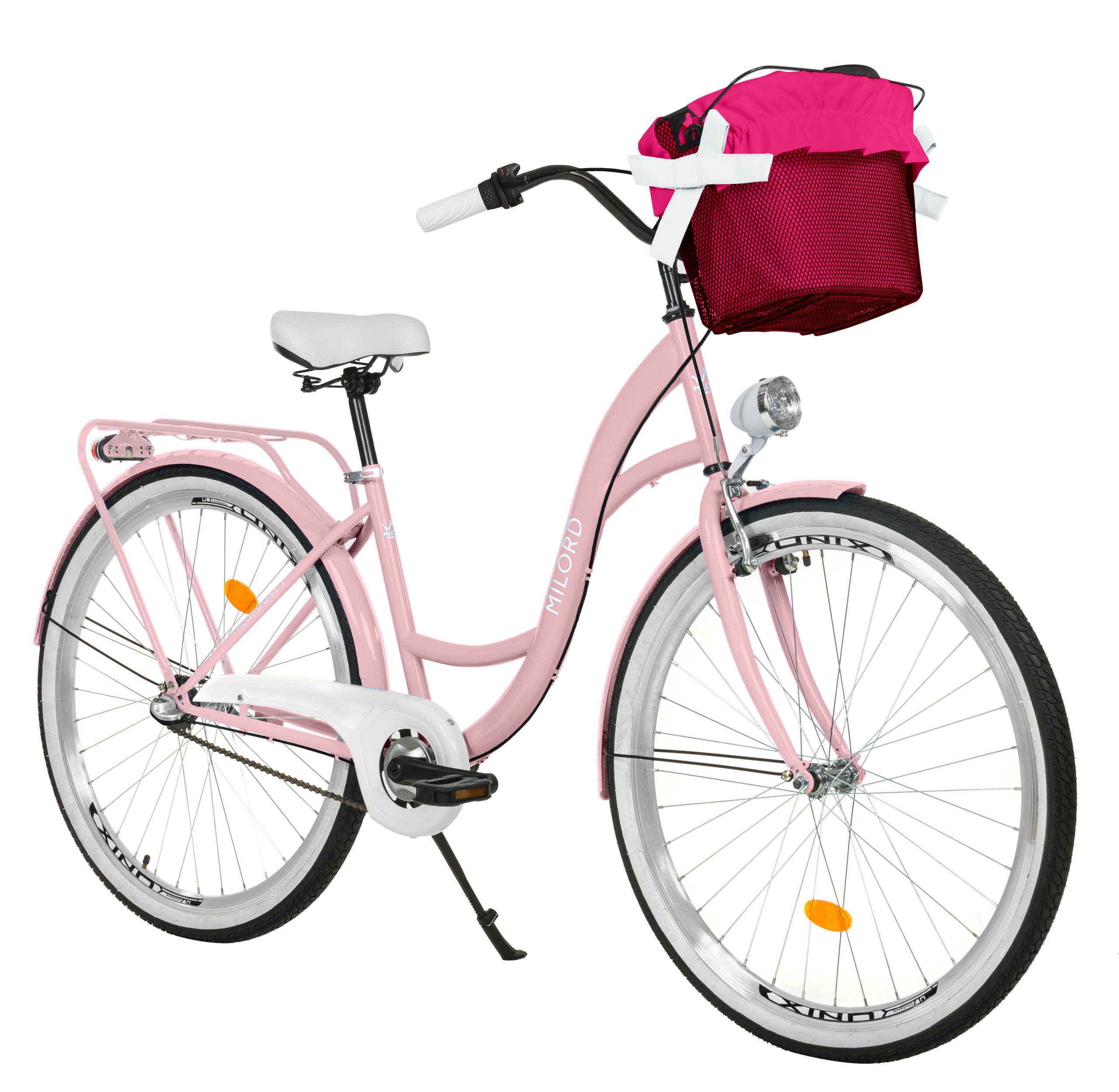 Cityrad Milord City Fahrrad Korb Damenfahrrad, 28/26 Zoll, Rosa, 3-Gang