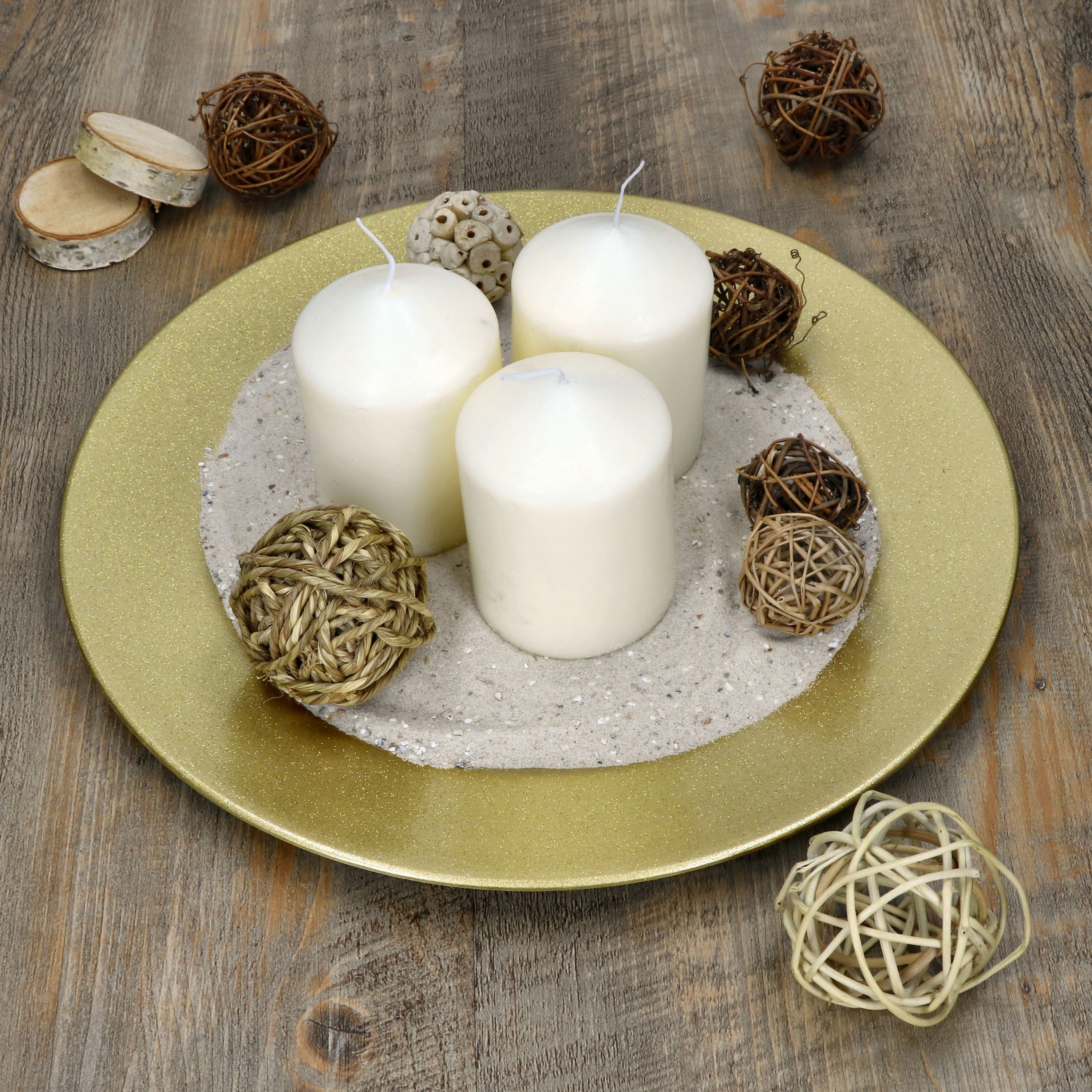 MamboCat Servierplatte 6er Set Platzteller Gold Glitzer 33cm Dekoteller leicht Kunststoff, Kunststoff, Weihnachten