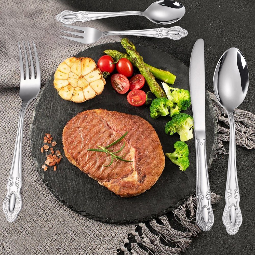 KingLux Besteck-Set 40teilig Royal Besteck Set 8 Personen Edelstahl poliert glänzend (40-tlg), 8 Personen, Edelstahl – Bild 4 von 5