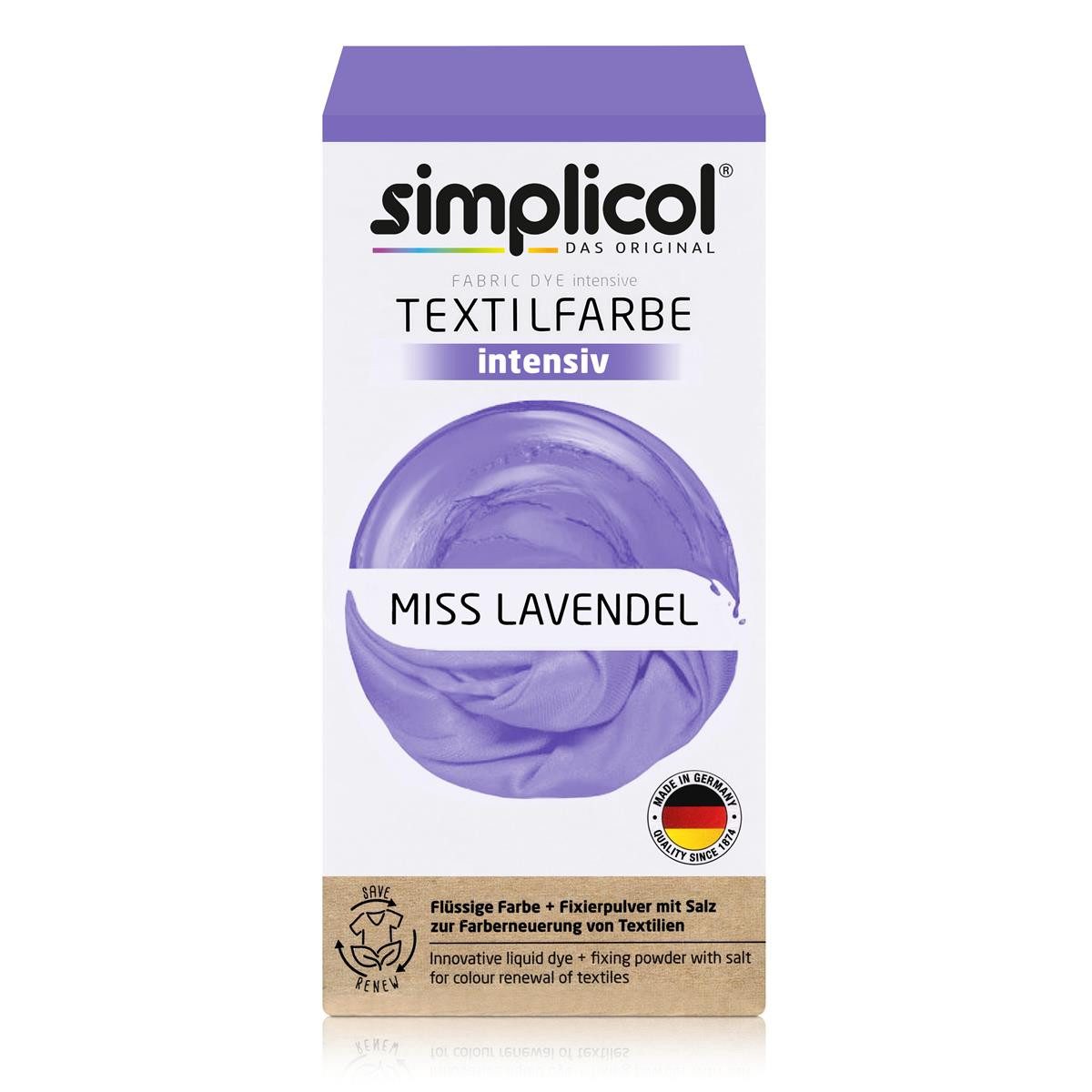 Textilfarbe Simplicol Textilfarbe intensiv Miss Lavendel Flüssigfarbe, Fixierer (1